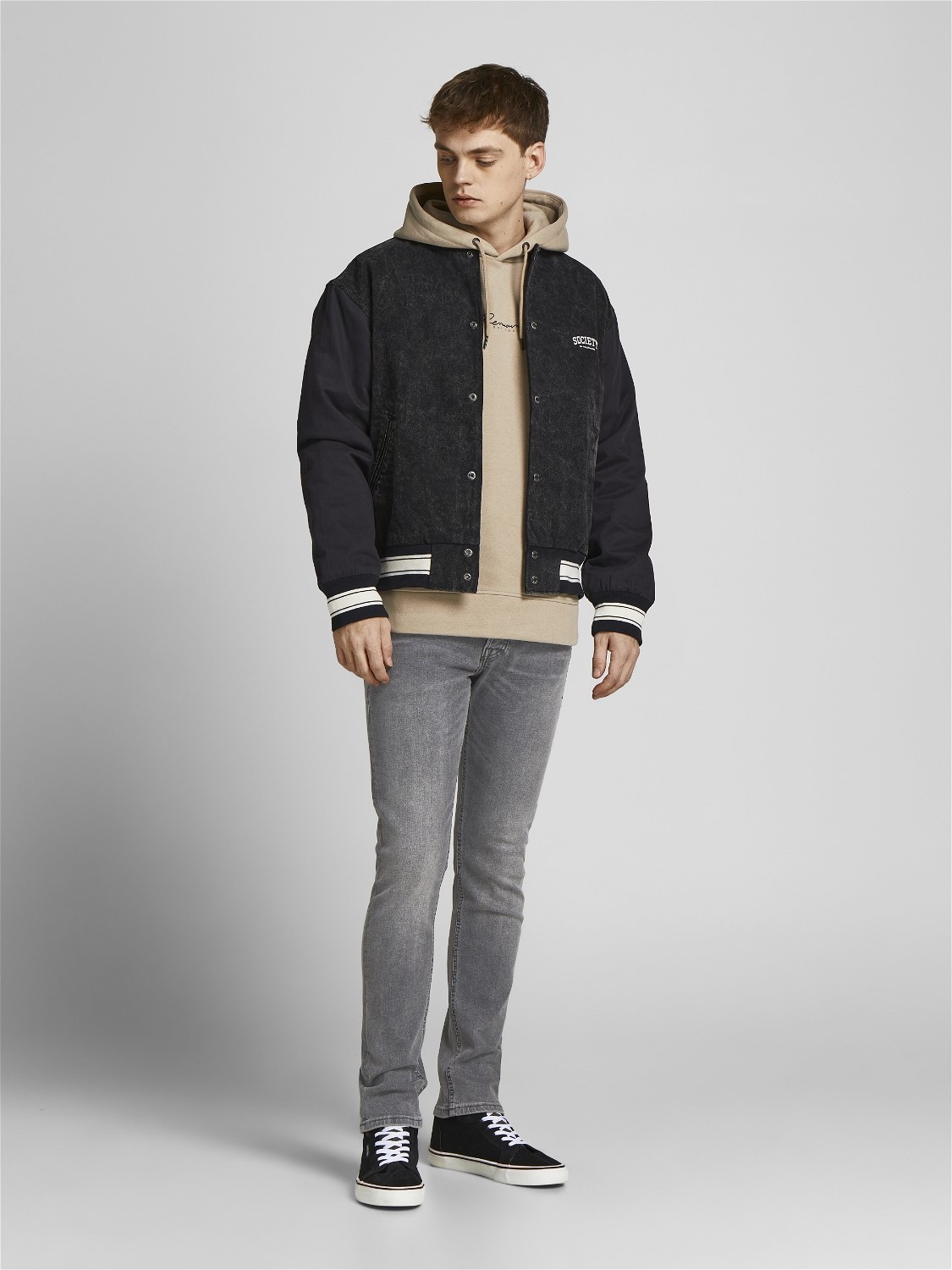 JACK & JONES Glenn Original loose fit, heren jeans, grijs denim