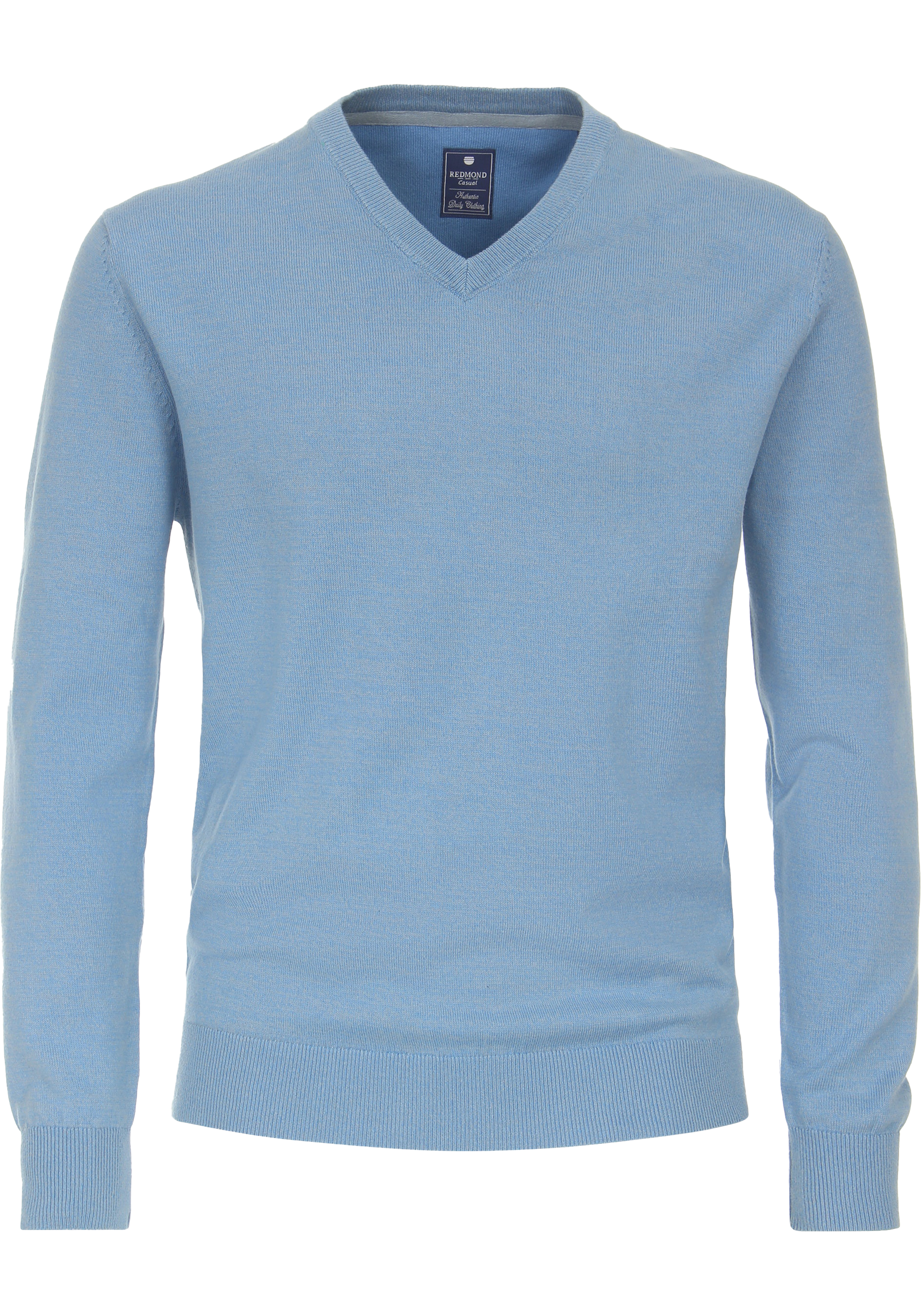 Redmond heren trui katoen, V-hals, blauw (middeldik)