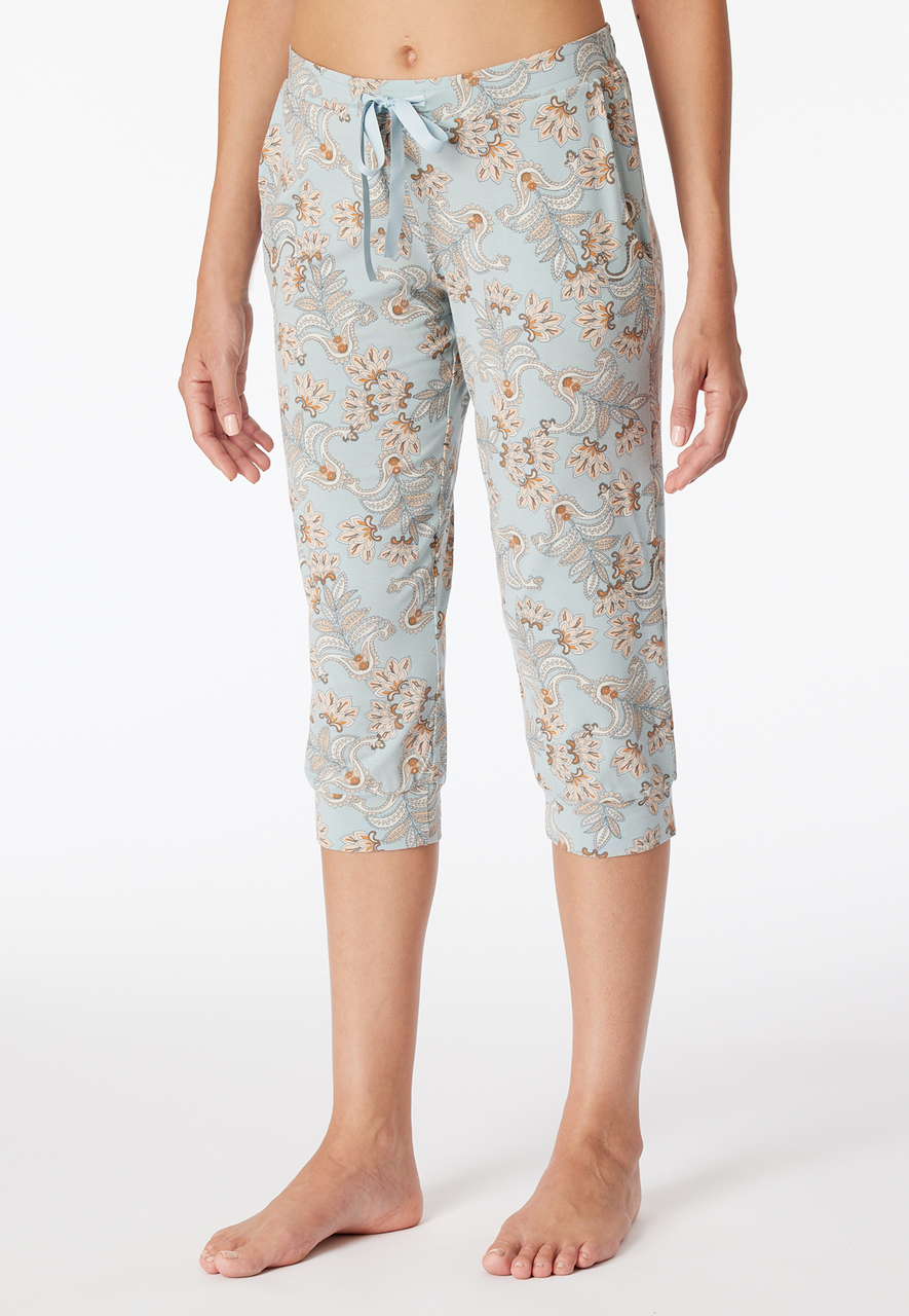 SCHIESSER Mix+Relax nachtkleding dames, dames loungebroek 3/4 lengte modal paisley bluebird
