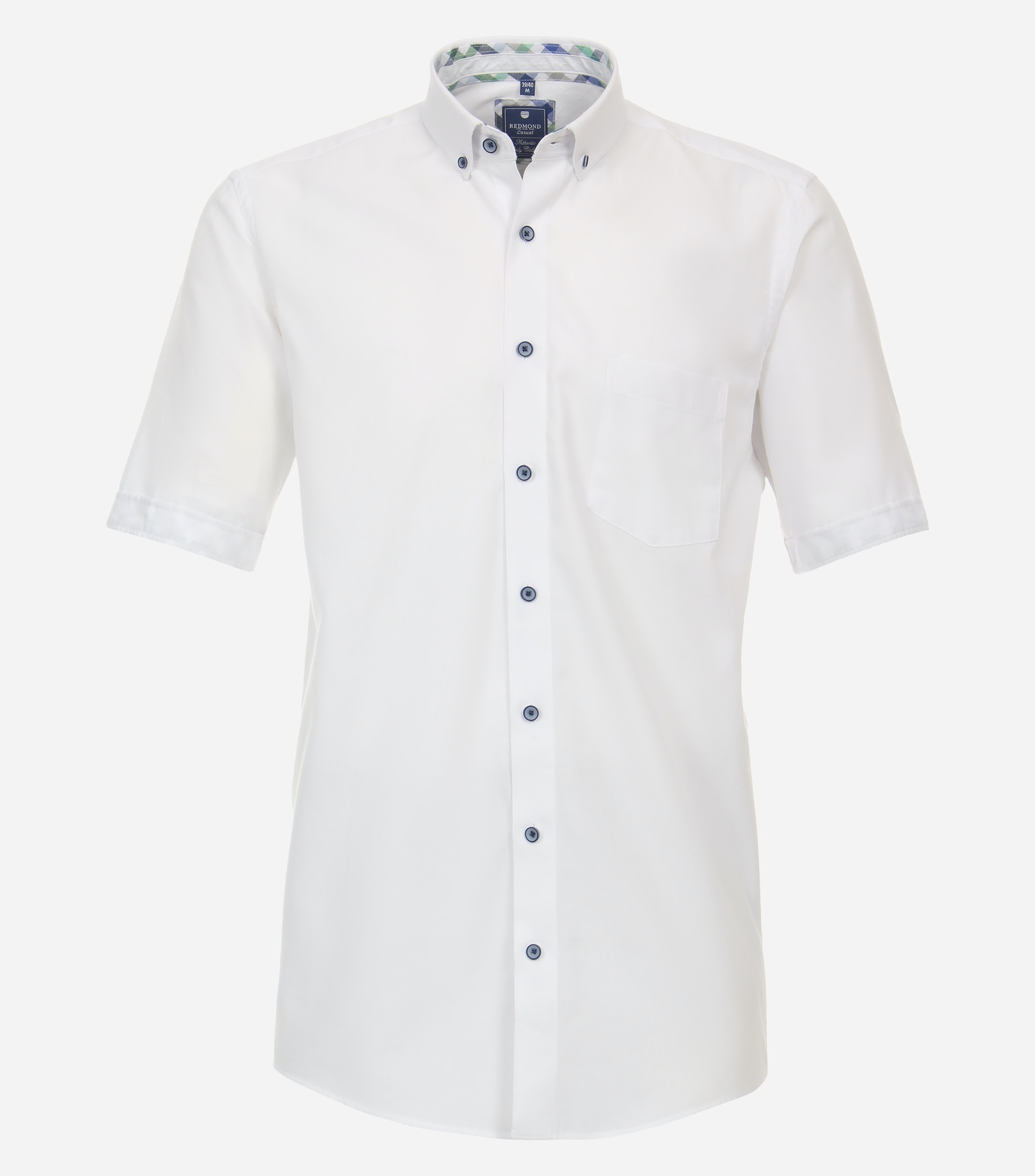 Redmond comfort fit overhemd, korte mouw, popeline, wit