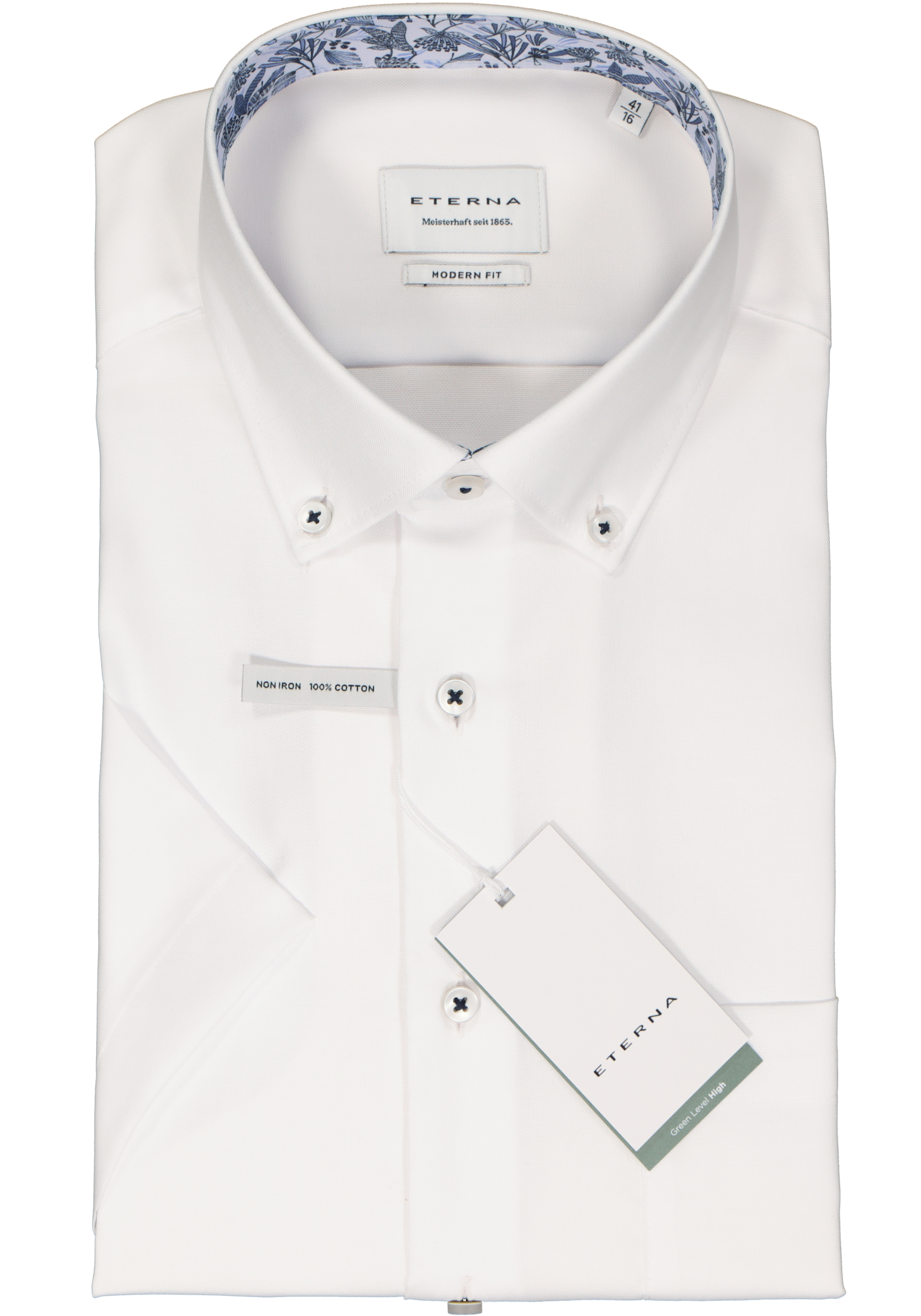 ETERNA modern fit overhemd korte mouw, Oxford, wit (contrast)