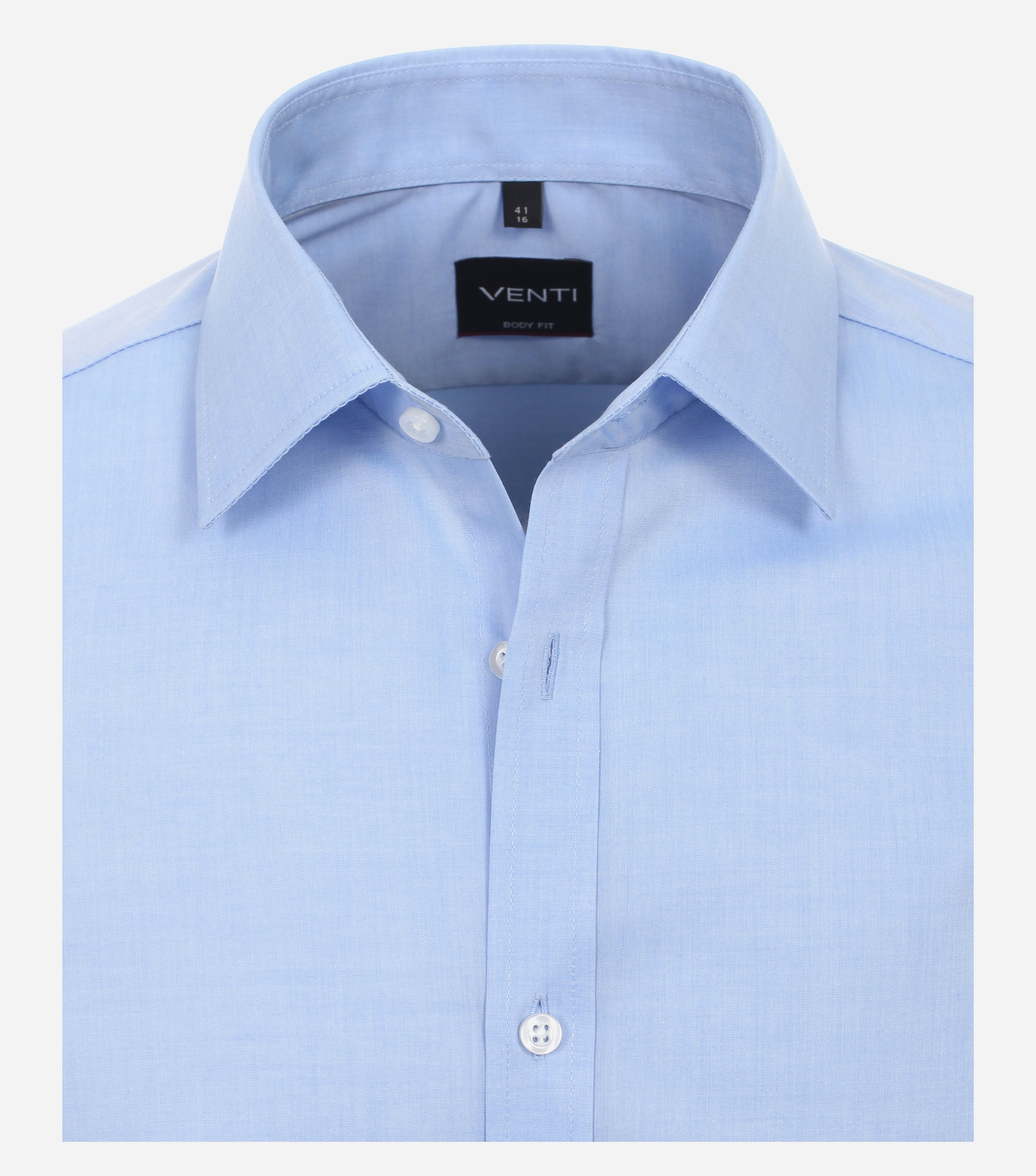 VENTI body fit overhemd, mouwlengte 7, popeline, blauw