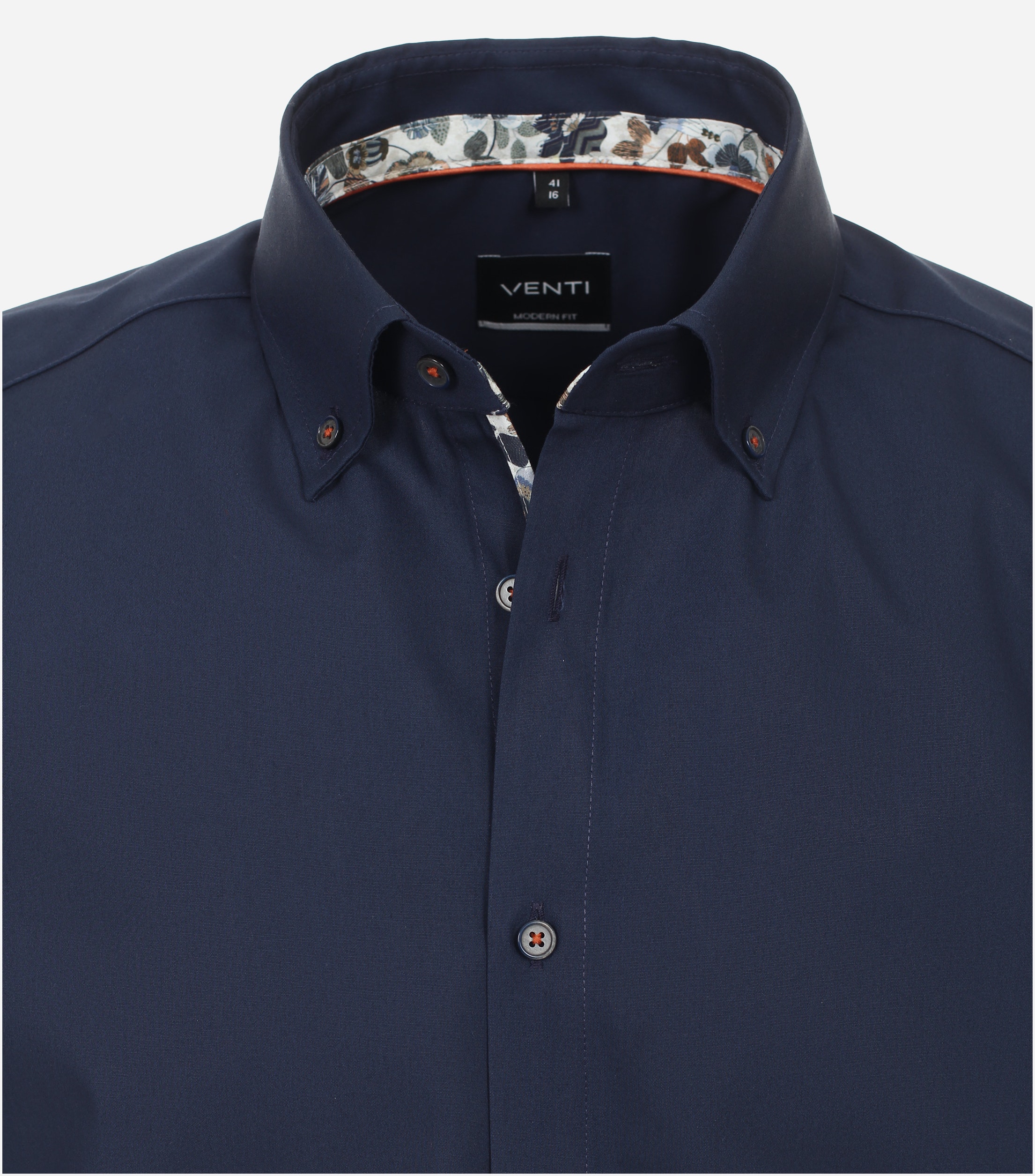 VENTI modern fit overhemd, korte mouw, popeline, blauw