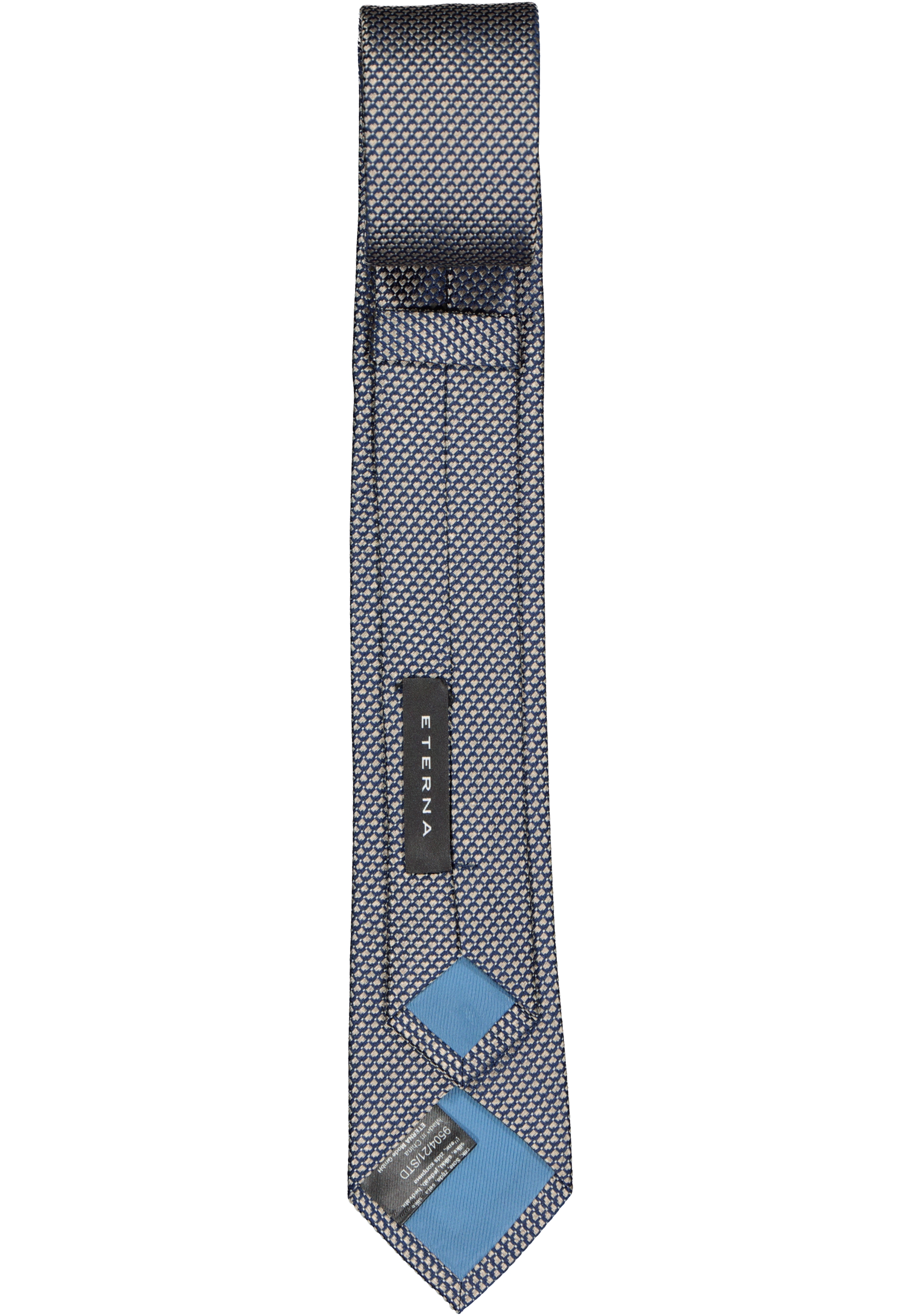 ETERNA smalle stropdas, donkerblauw met beige structuur