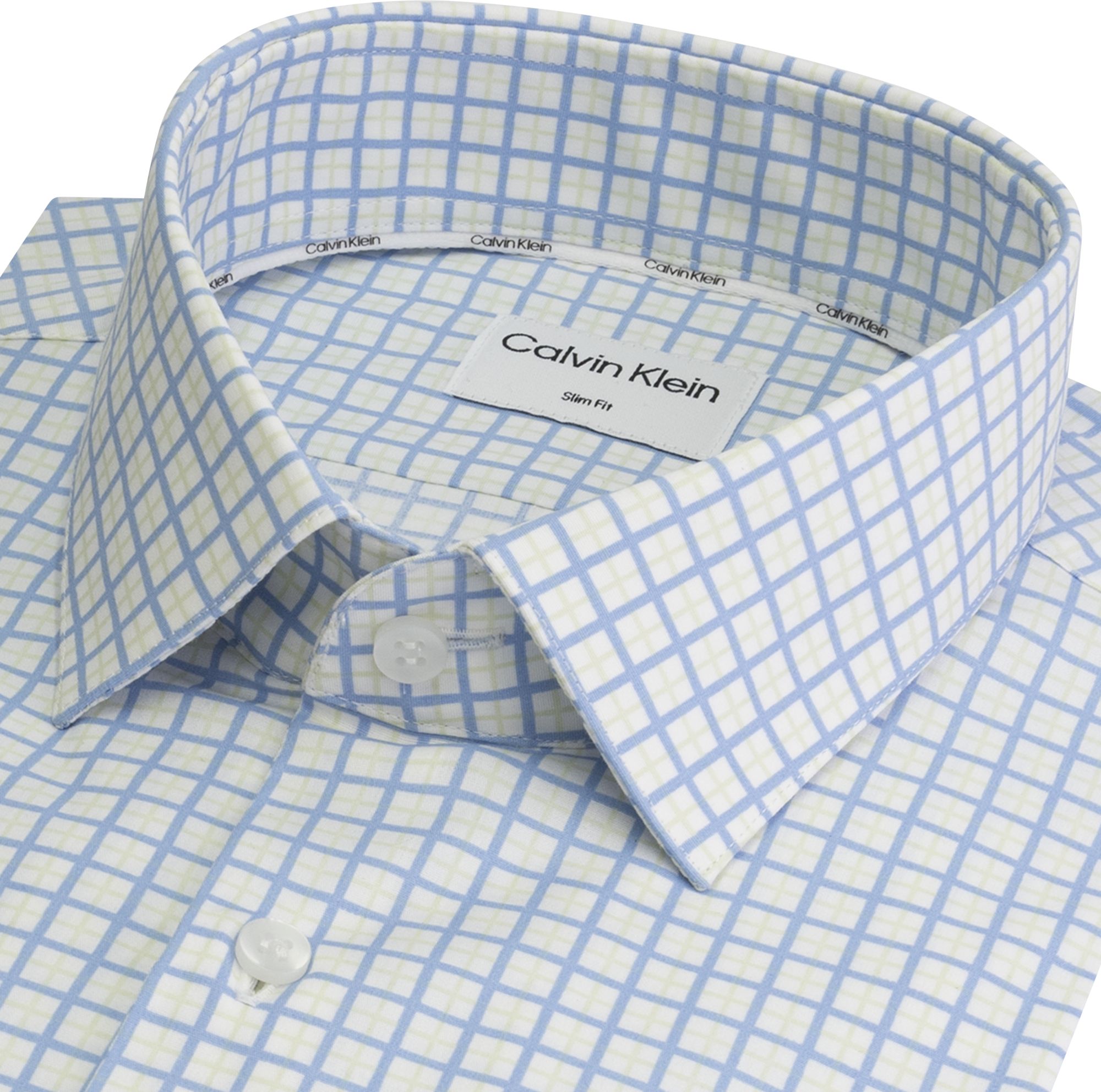 Calvin Klein slim fit overhemd, Poplin Check Print Slim Shirt, wit met ...