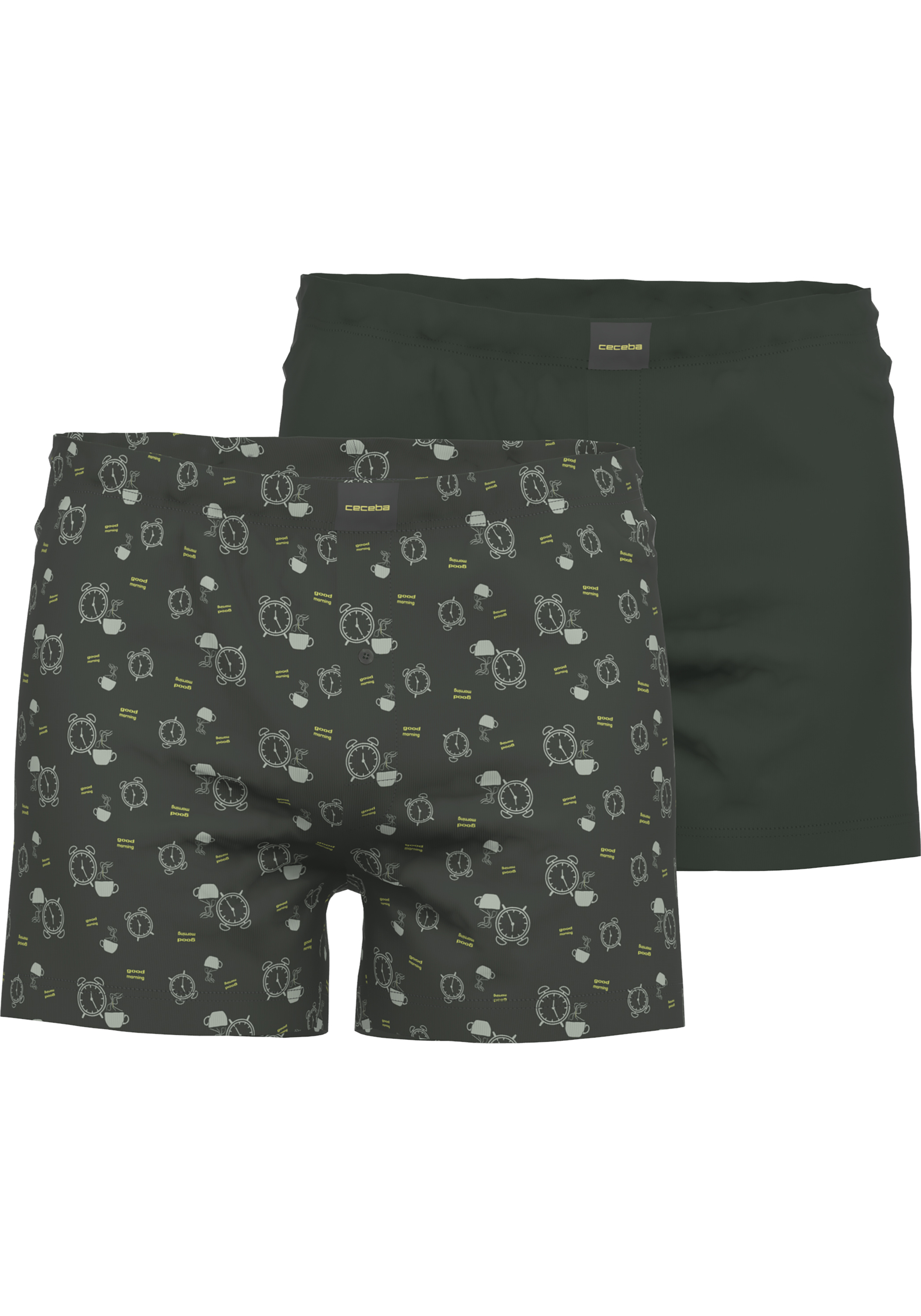 Ceceba heren boxershorts wijd model met gulp (2-pack), donkergrijs dessin