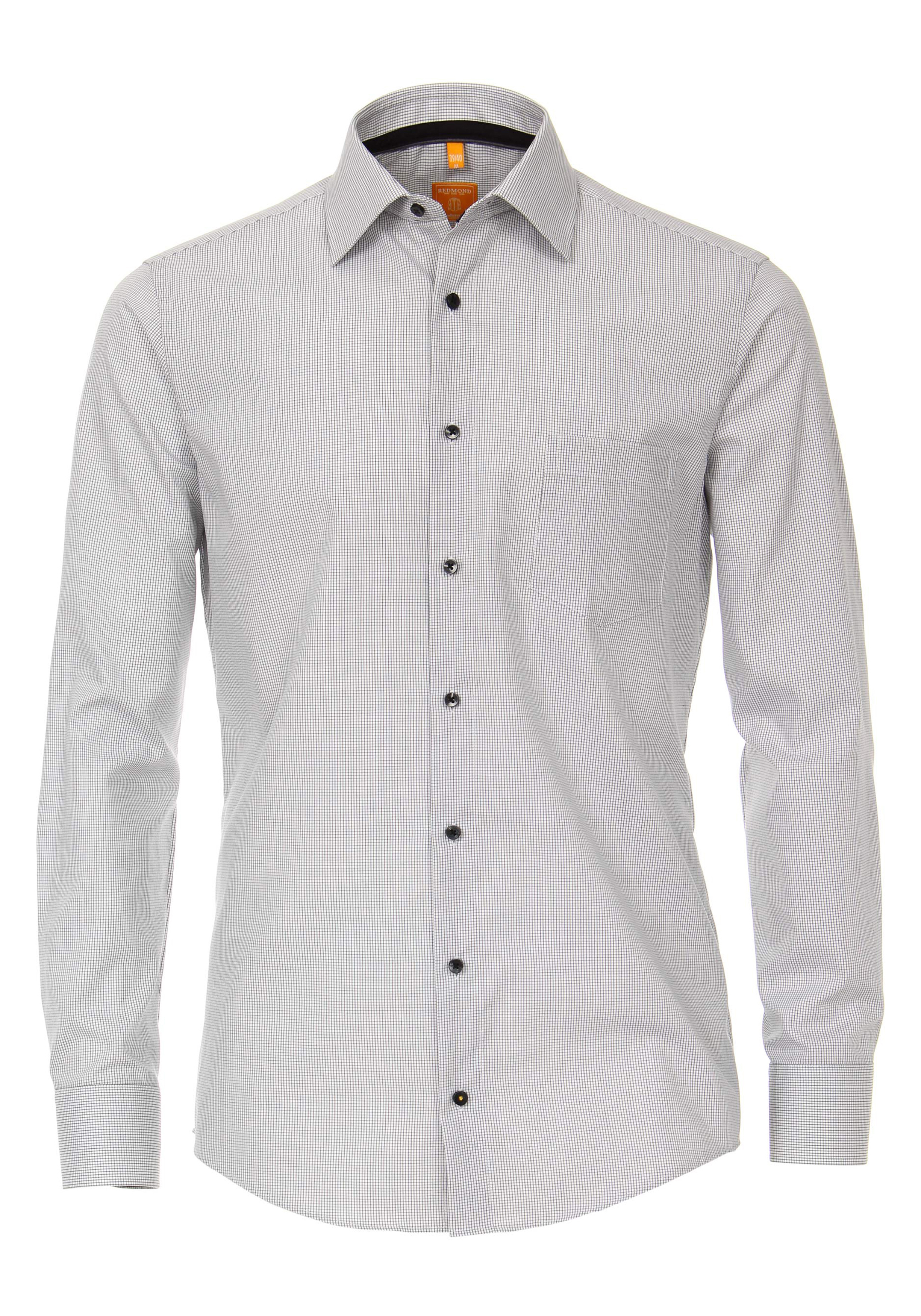 Redmond modern fit overhemd, zwart-wit geruit