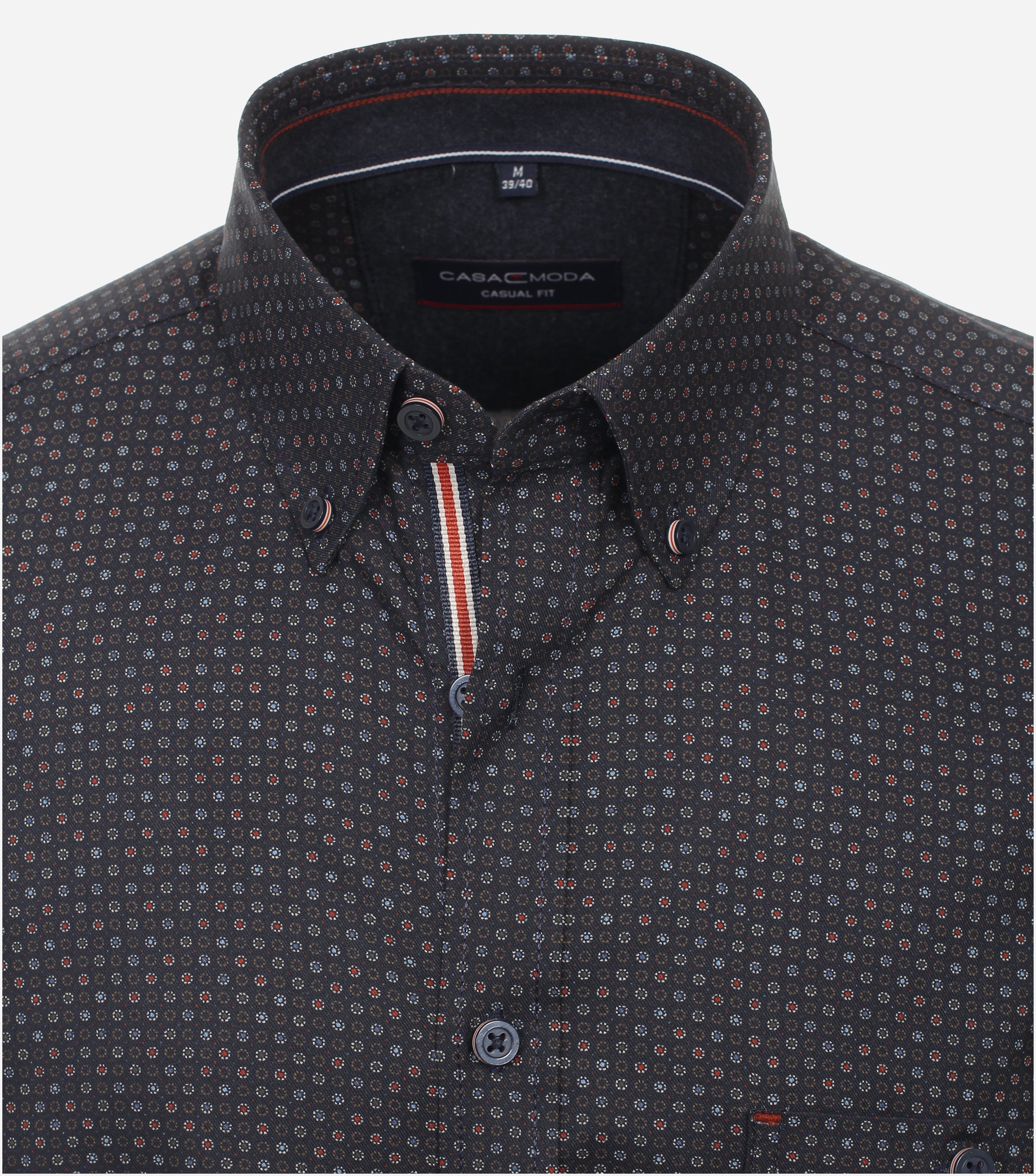 CASA MODA Sport casual fit overhemd, popeline, blauw dessin