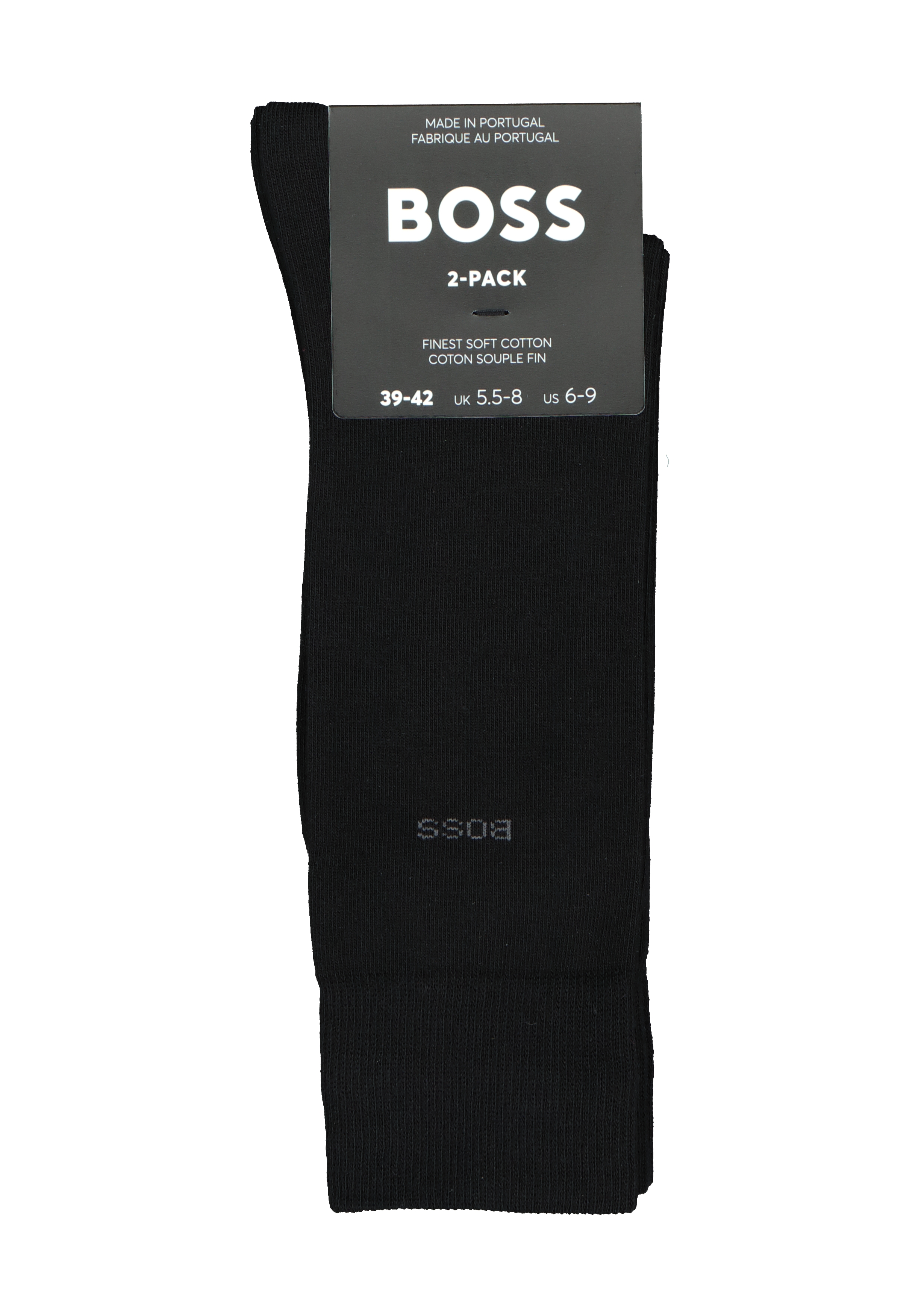 BOSS Cotton Uni (2-pack), herensokken katoen, zwart