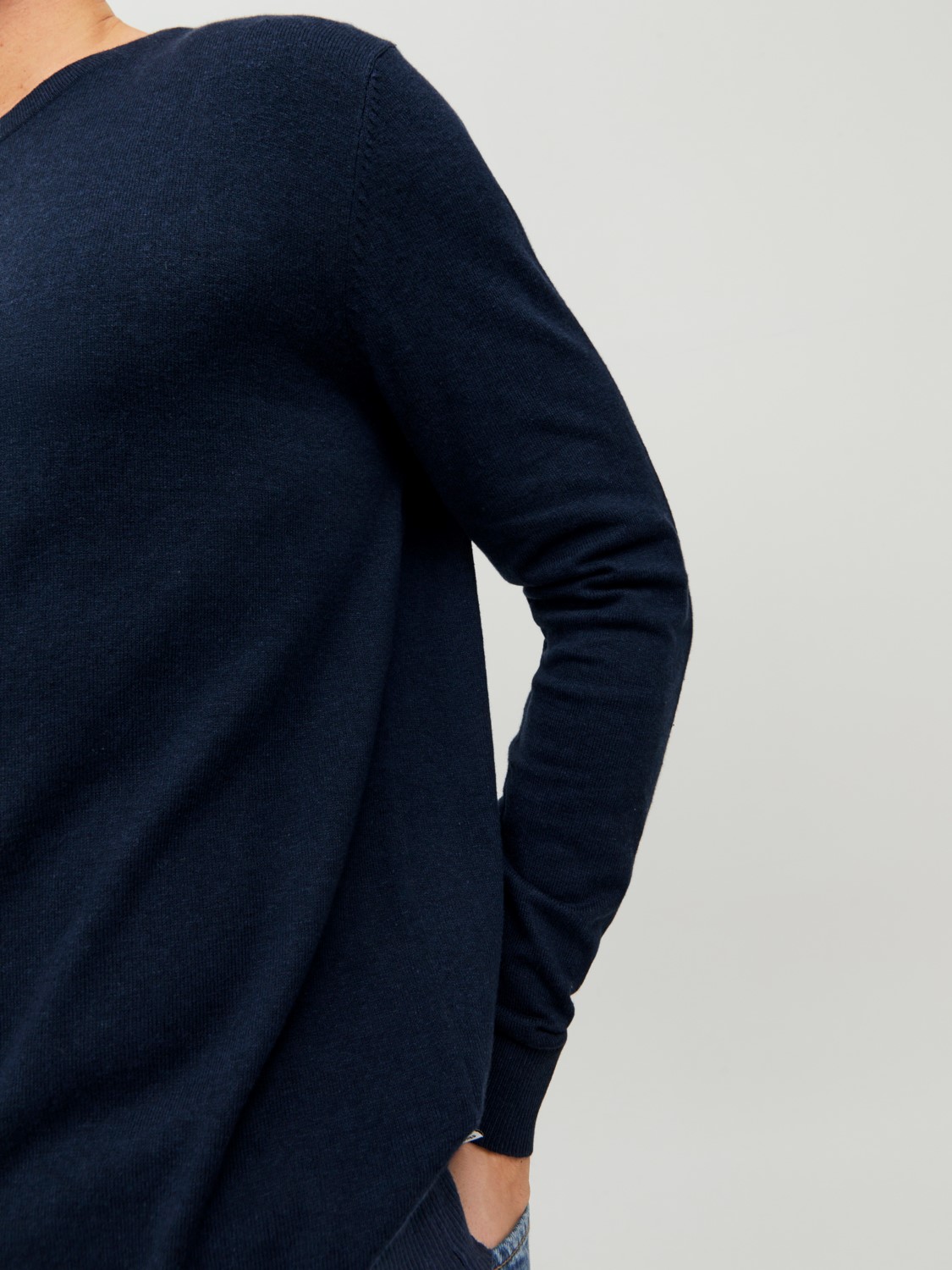 JACK & JONES Emil knit crew neck slim fit, heren pullover viscosemengsel met O-hals, blauw
