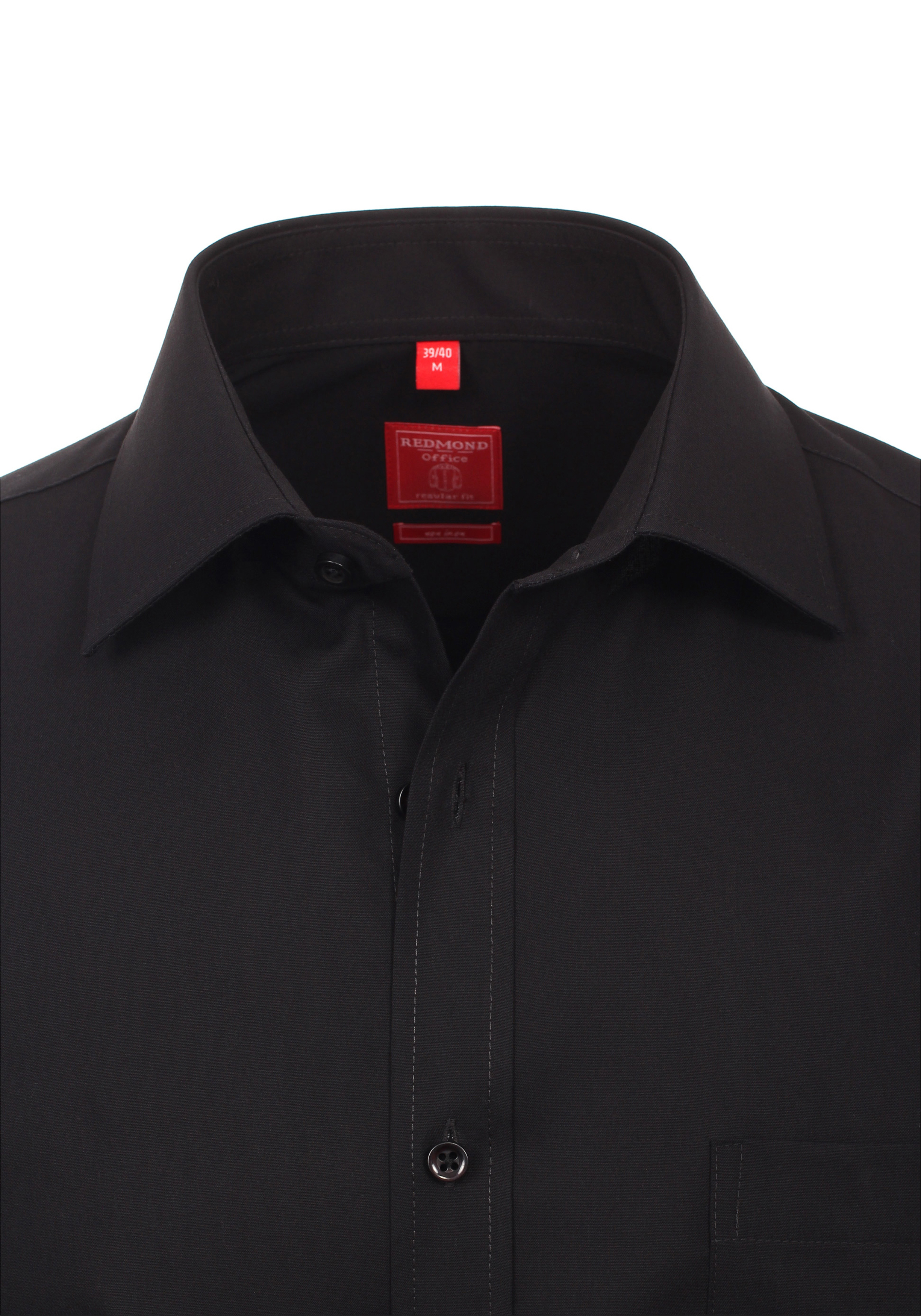 Redmond regular fit overhemd, zwart
