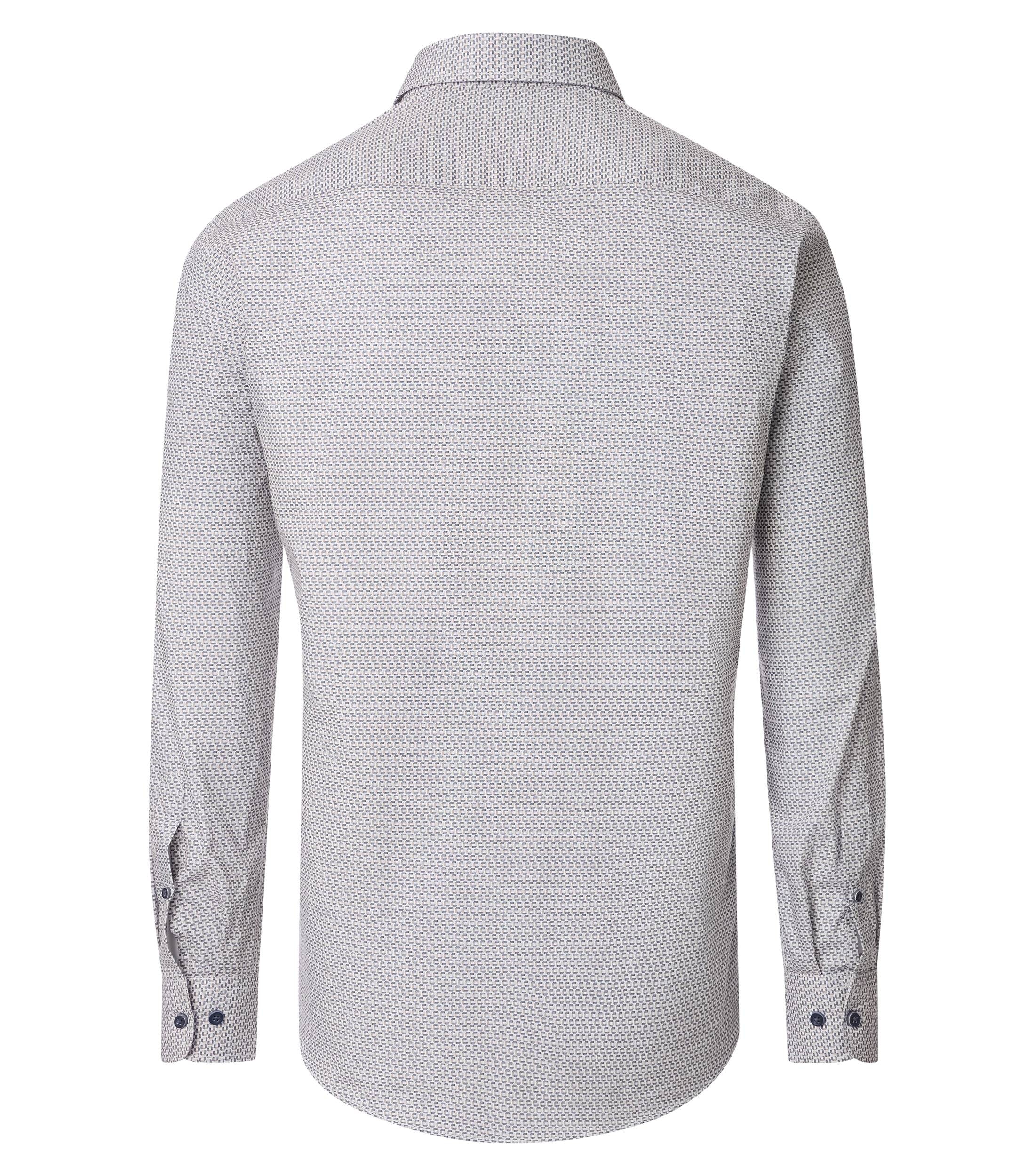 CASA MODA Sport casual fit overhemd, popeline, wit met blauw en beige dessin