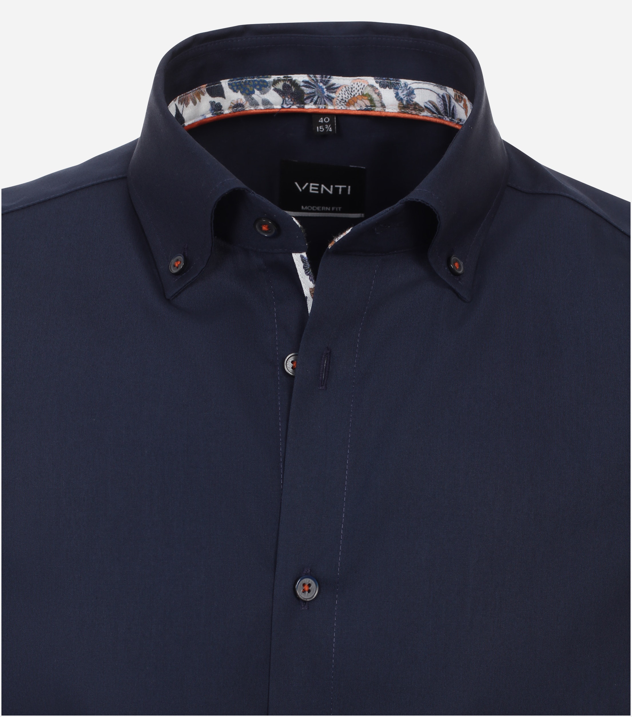 VENTI modern fit overhemd, mouwlengte 7, popeline, blauw