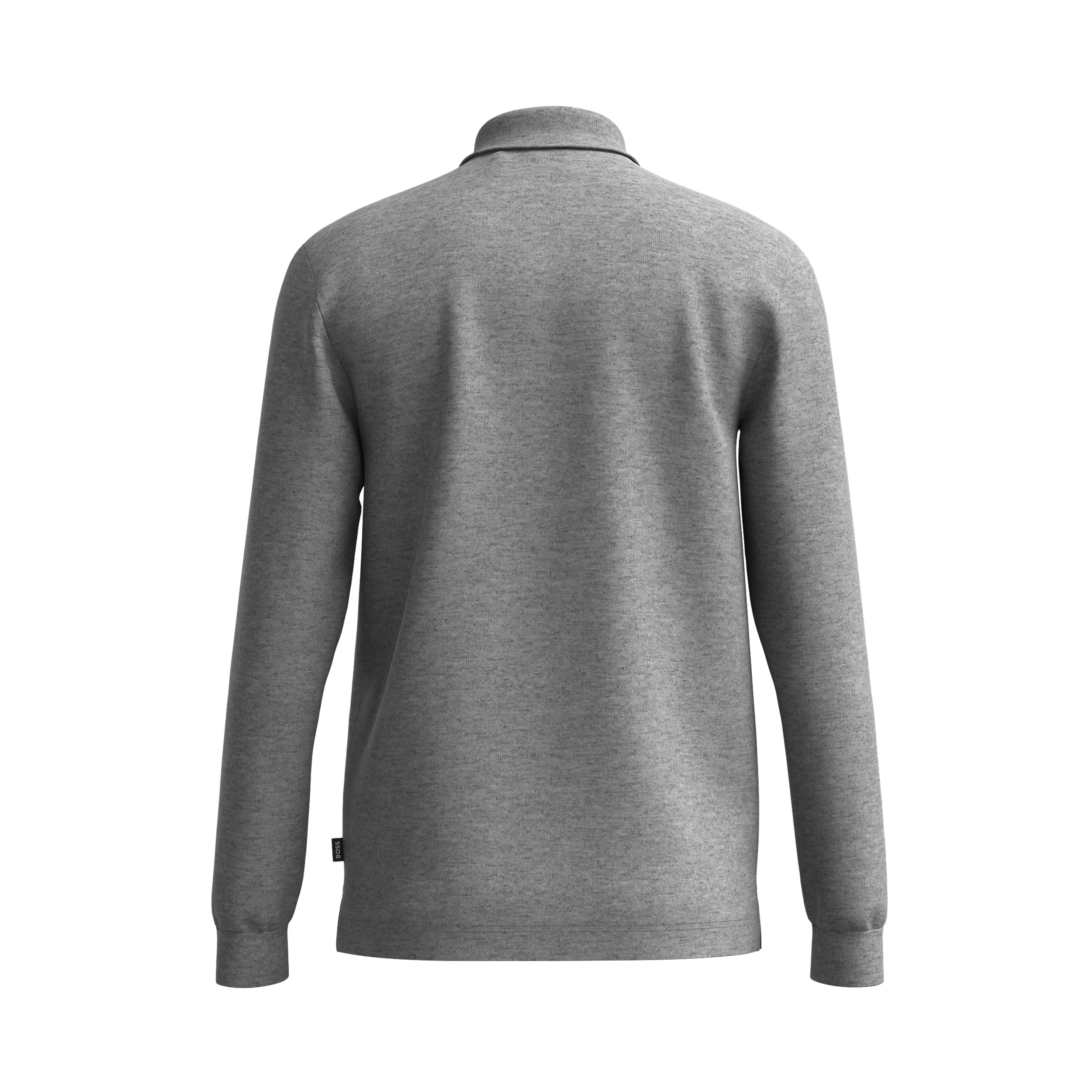 BOSS Pado regular fit polo lange mouw, jersey, zilver