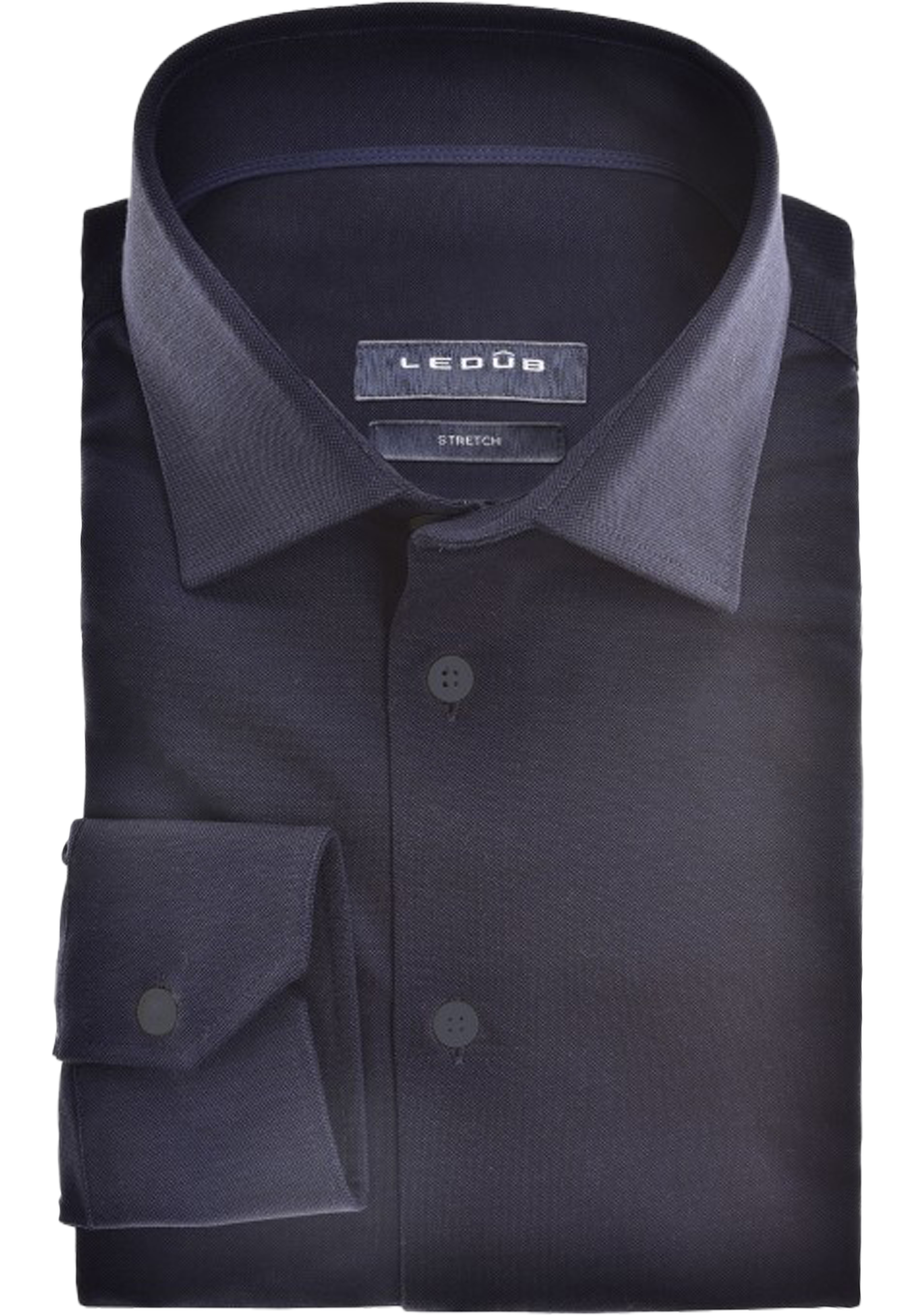Ledub slim fit overhemd, donkerblauw