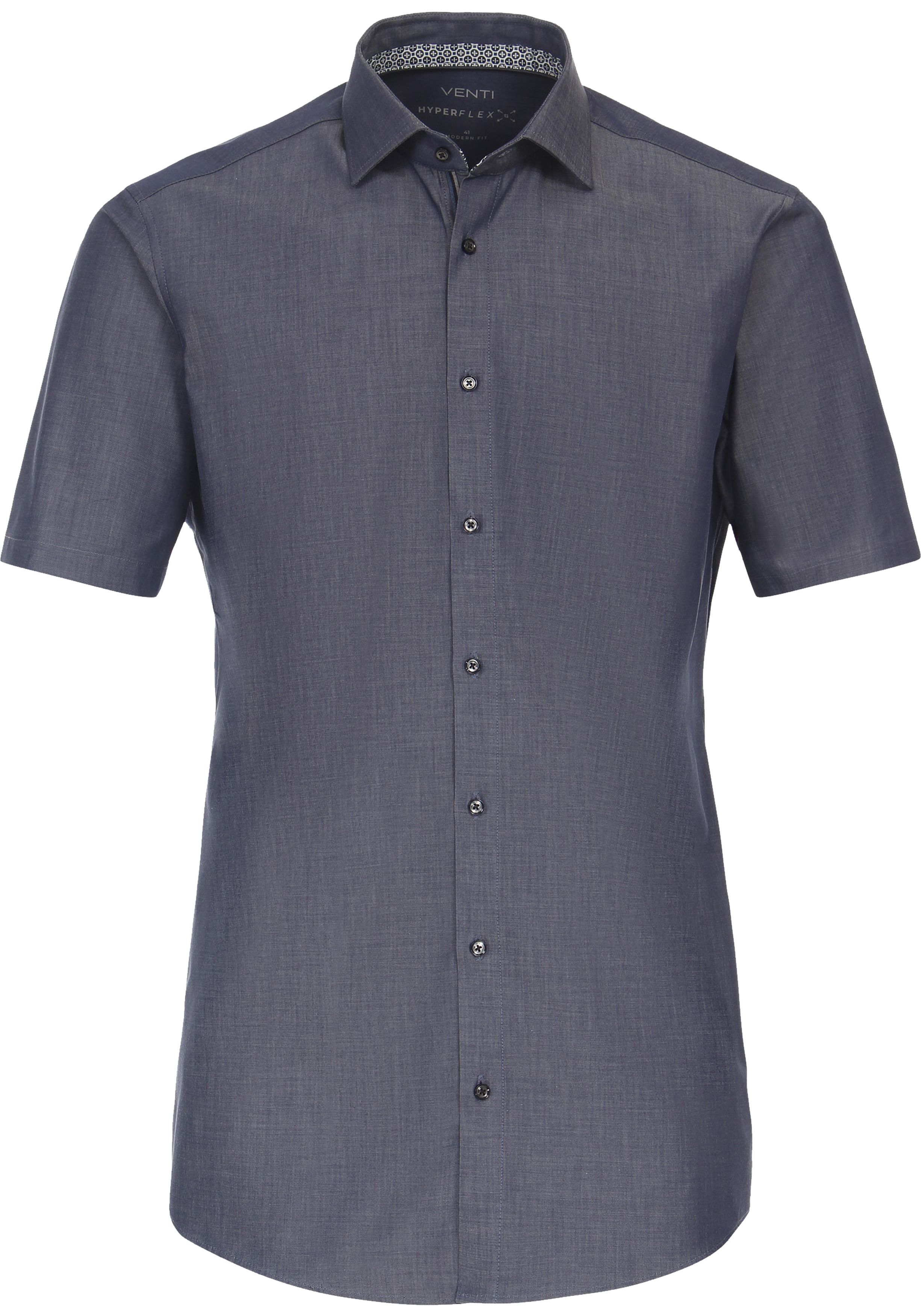 VENTI modern fit overhemd, korte mouw, twill, blauw
