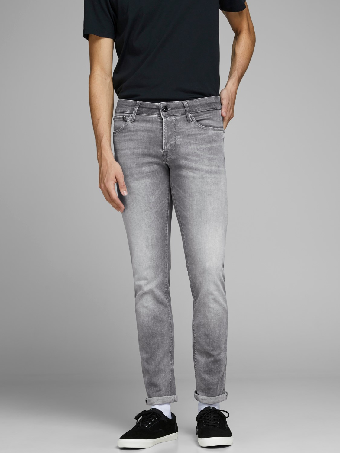 JACK & JONES Glenn Icon loose fit, heren jeans, grijs denim