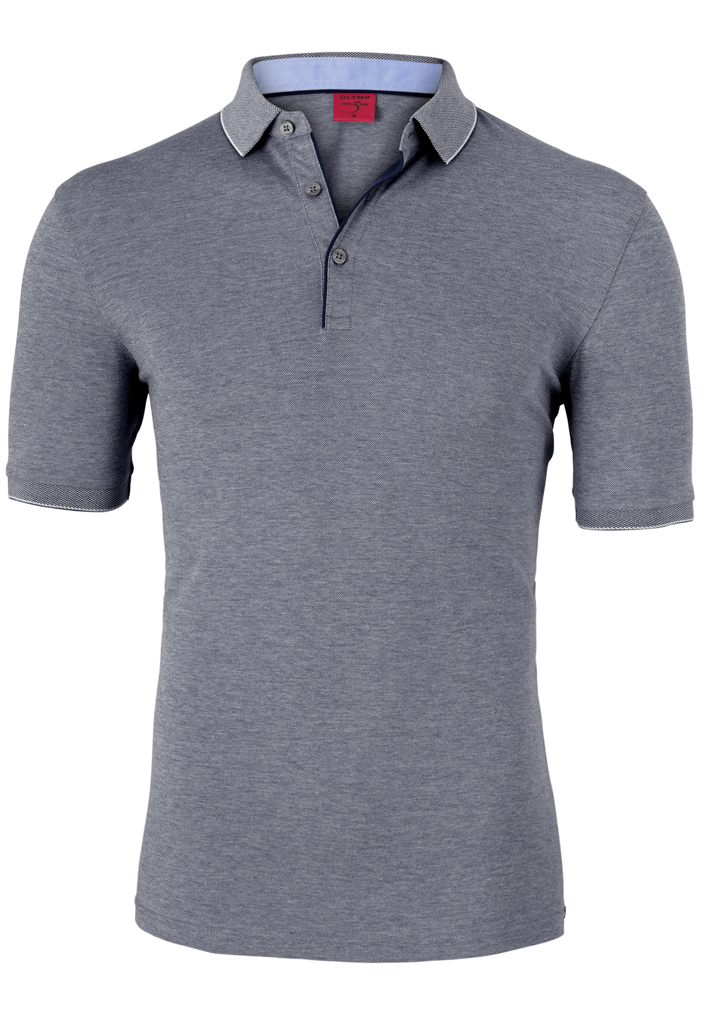 OLYMP Level 5 body fit poloshirt, stretch, zwart melange