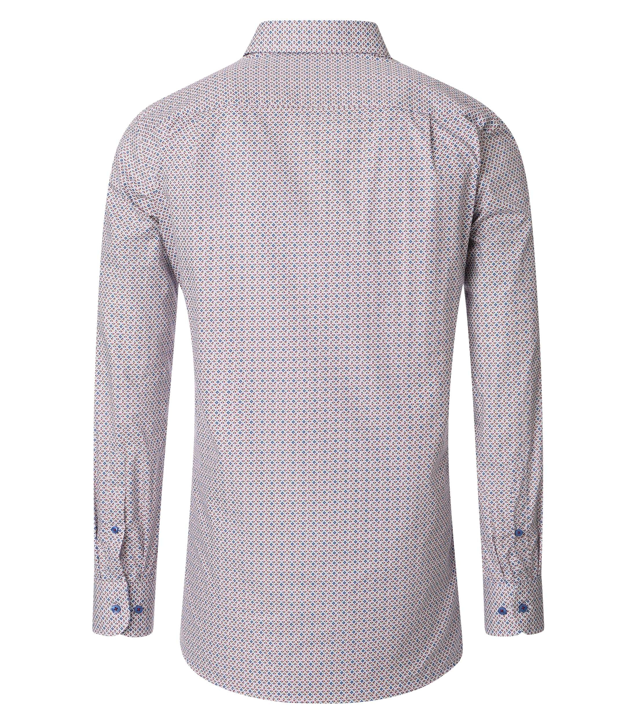 CASA MODA comfort fit overhemd, popeline, rood, wit en blauw dessin