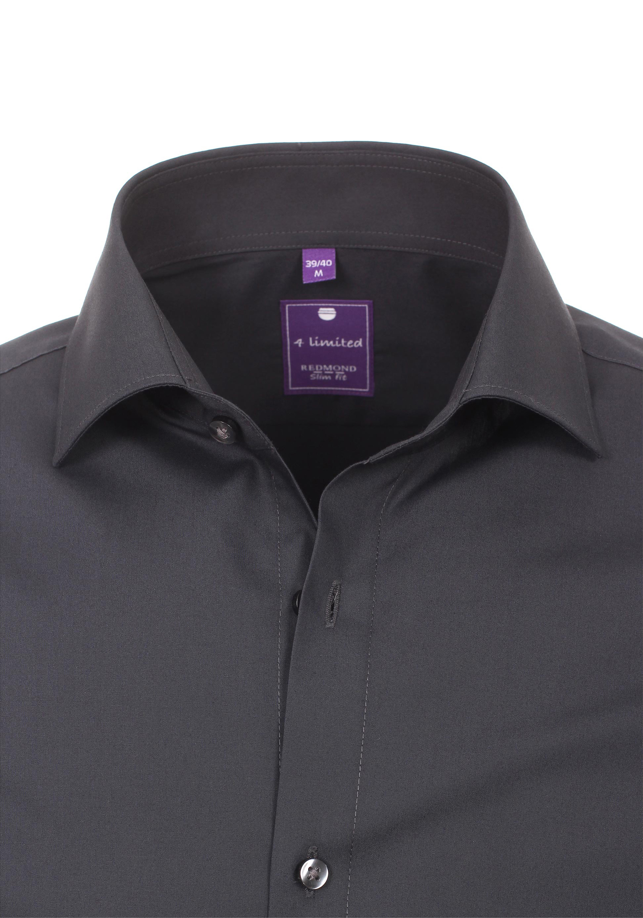 Redmond slim fit overhemd, antraciet grijs