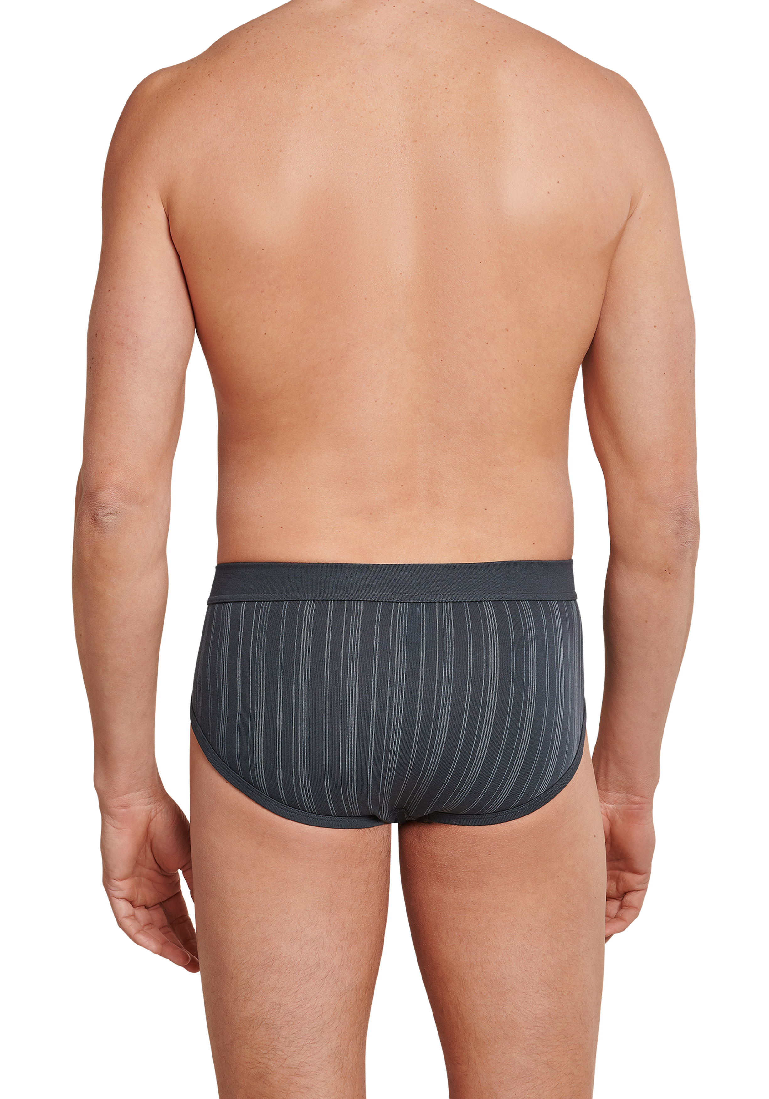 SCHIESSER Original Classics sportslips (2-pack), Feinripp met gulp, antraciet gestreept           