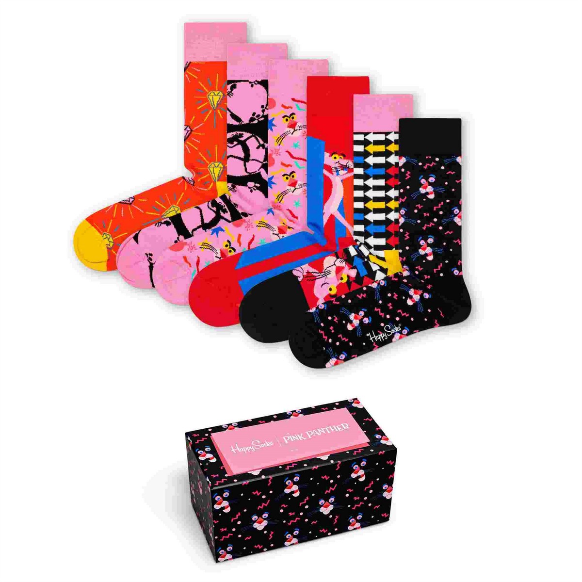 Happy Socks Pink Panther Collector Box Set (6-pack), unisex sokken in cadeauverpakking