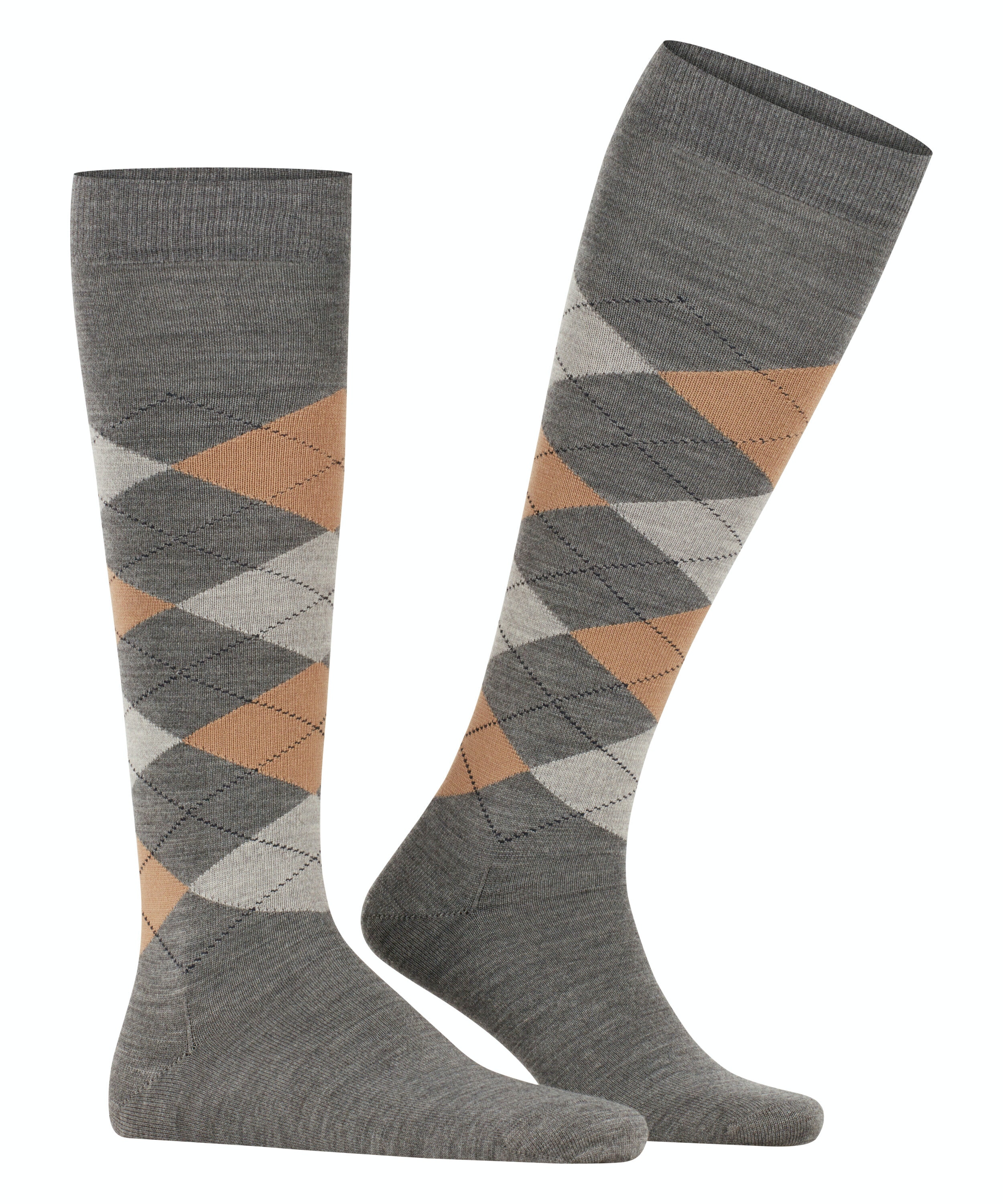 Burlington Edinburgh heren kniekousen, grijs (anthracite mel.)