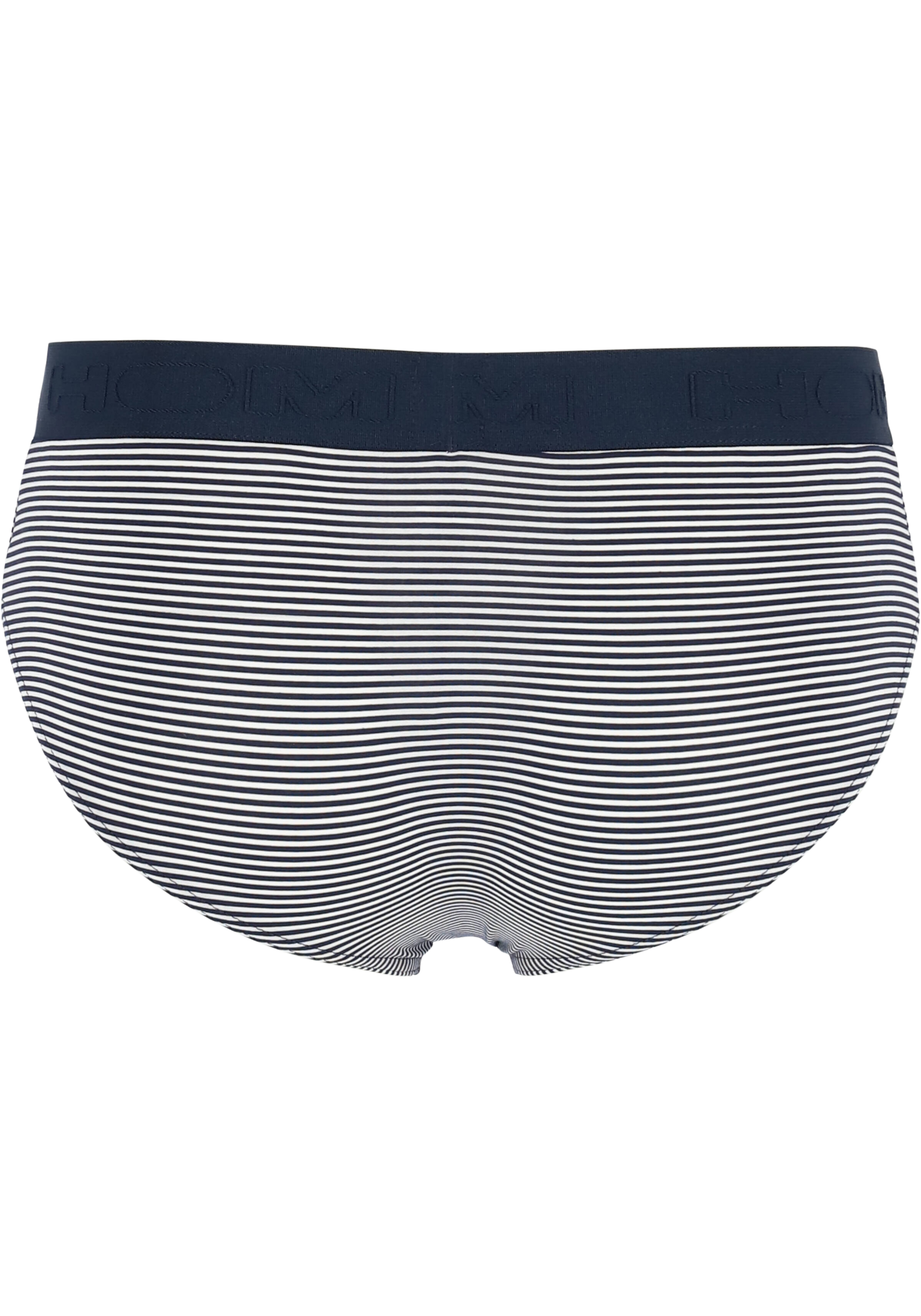 HOM Simon mini briefs HO1 (1-pack), herenslip met horizontale gulp, donkerblauw gestreept
