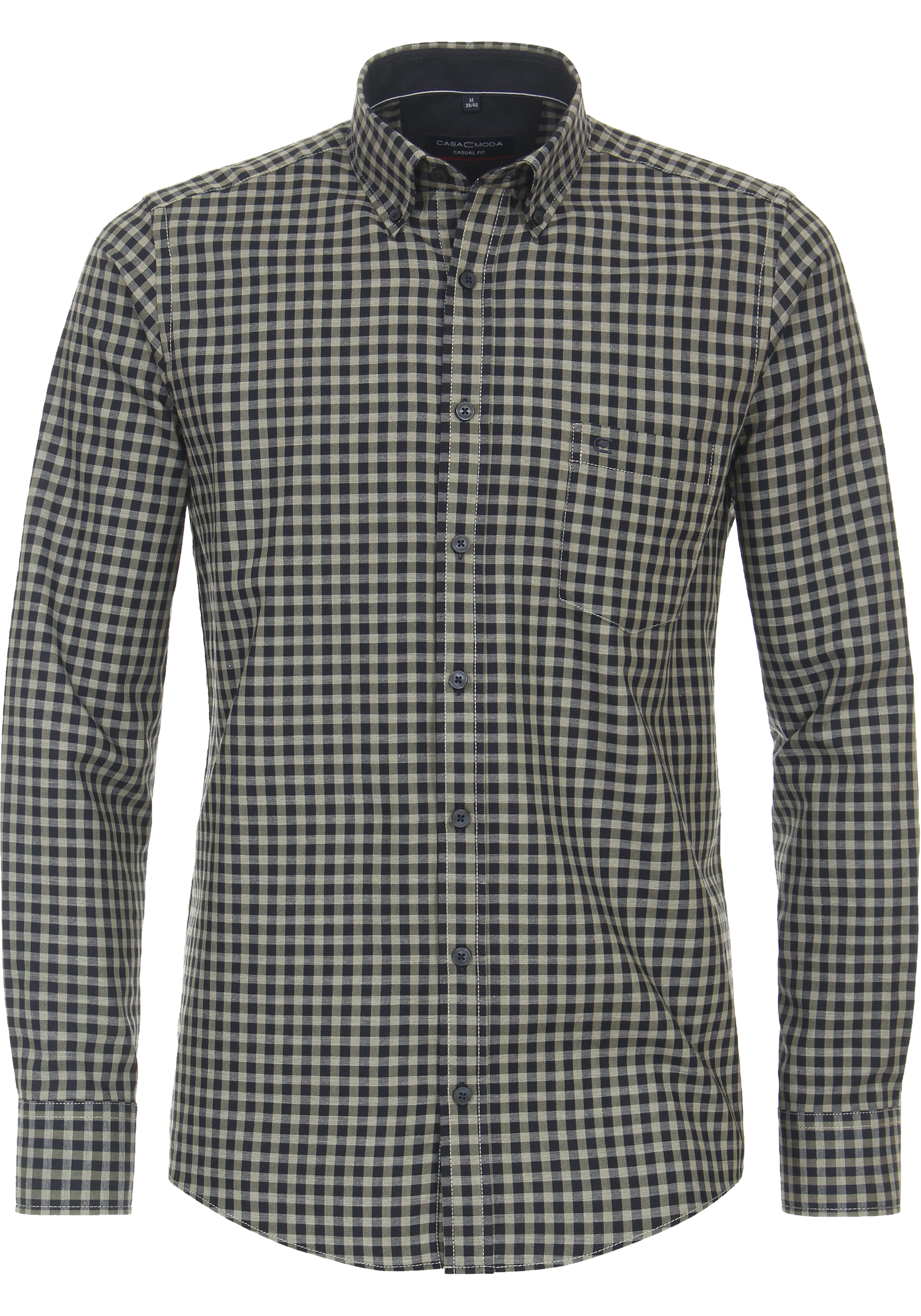 CASA MODA Sport casual fit overhemd, flanel, groen geruit