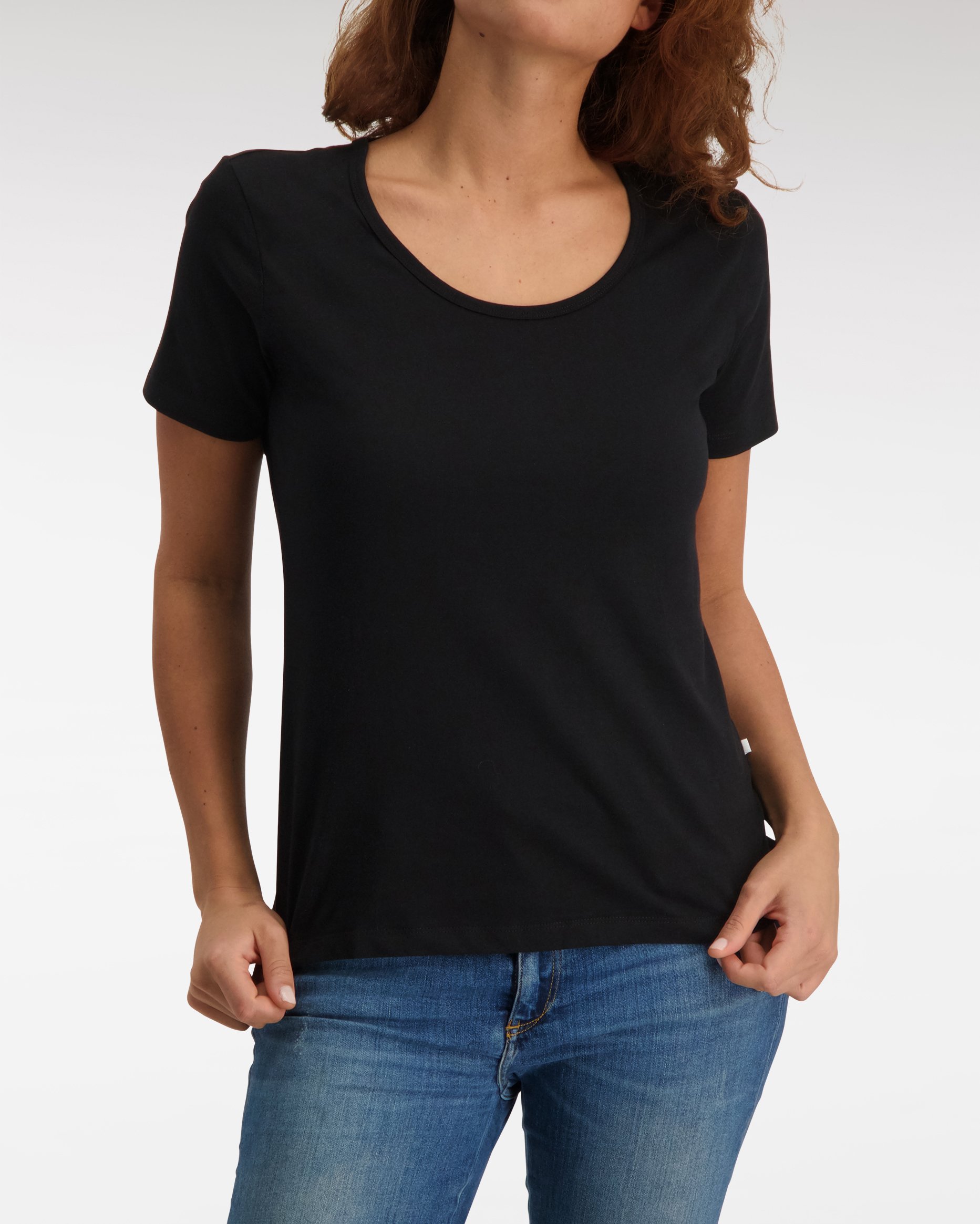 Claesen's dames Basics T-shirt (1-pack), loose fit O-hals T-shirt korte mouw, zwart
