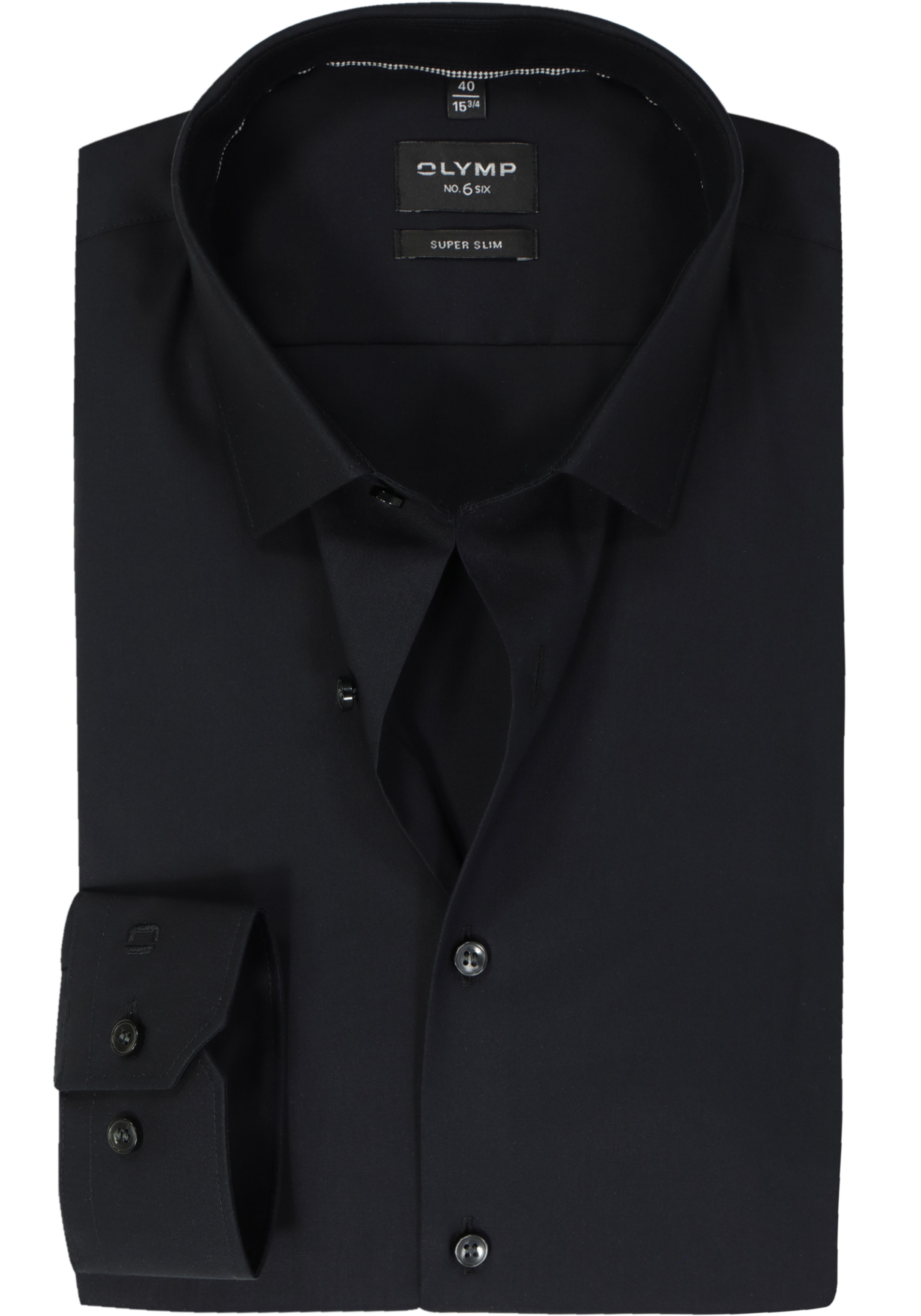 OLYMP No. Six super slim fit overhemd, mouwlengte 7, zwart       
