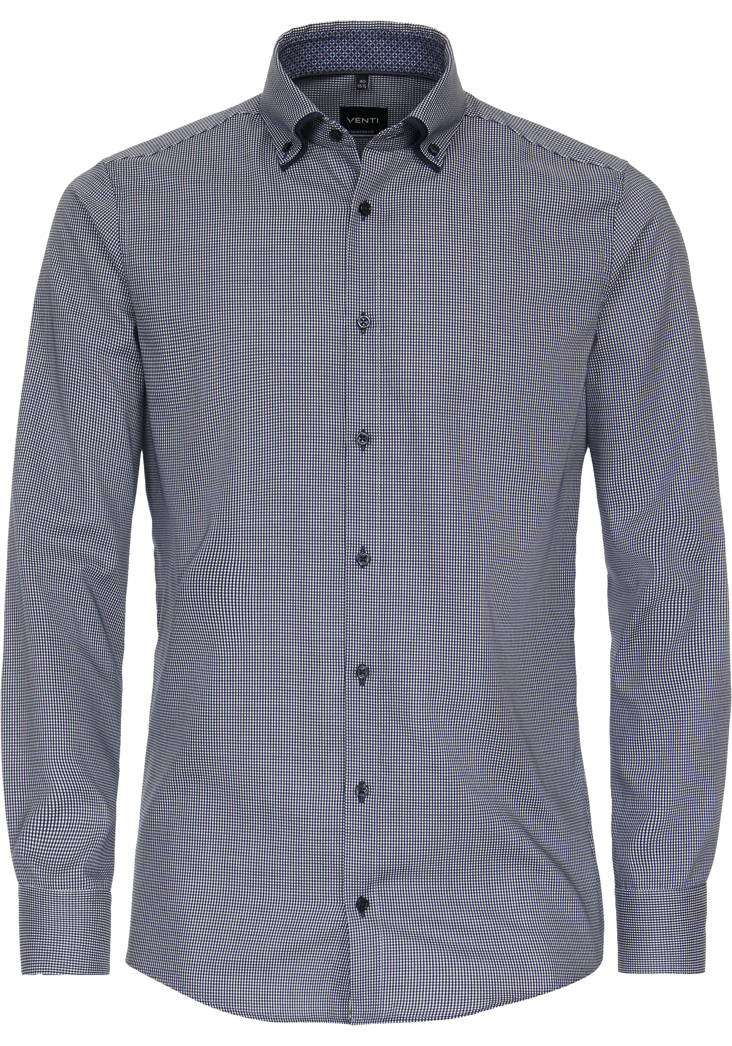 VENTI modern fit overhemd, dobby, blauw geruit