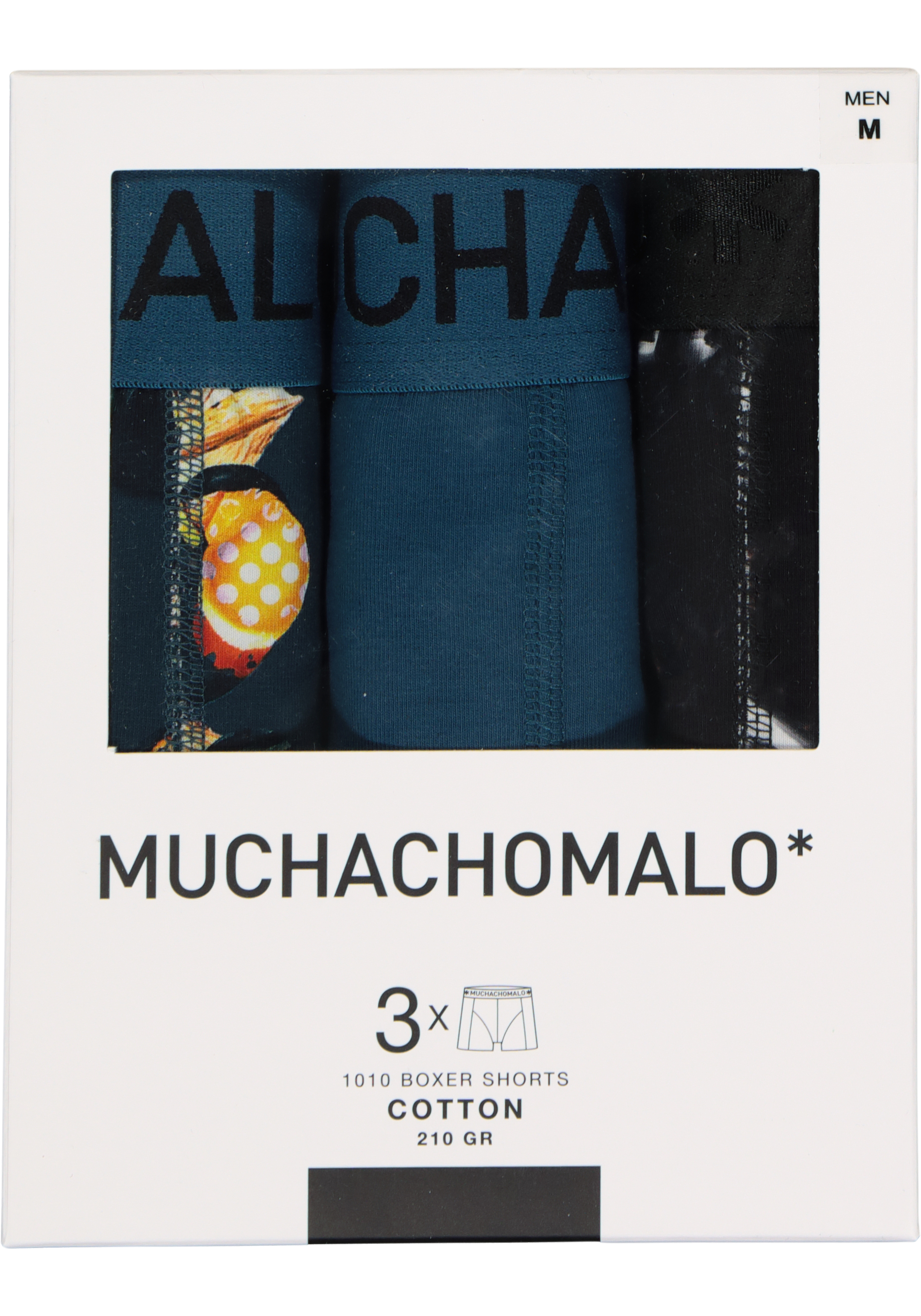 Muchachomalo heren boxershorts (3-pack), heren boxers normale lengte, Costa Rica Spain, print, blauw