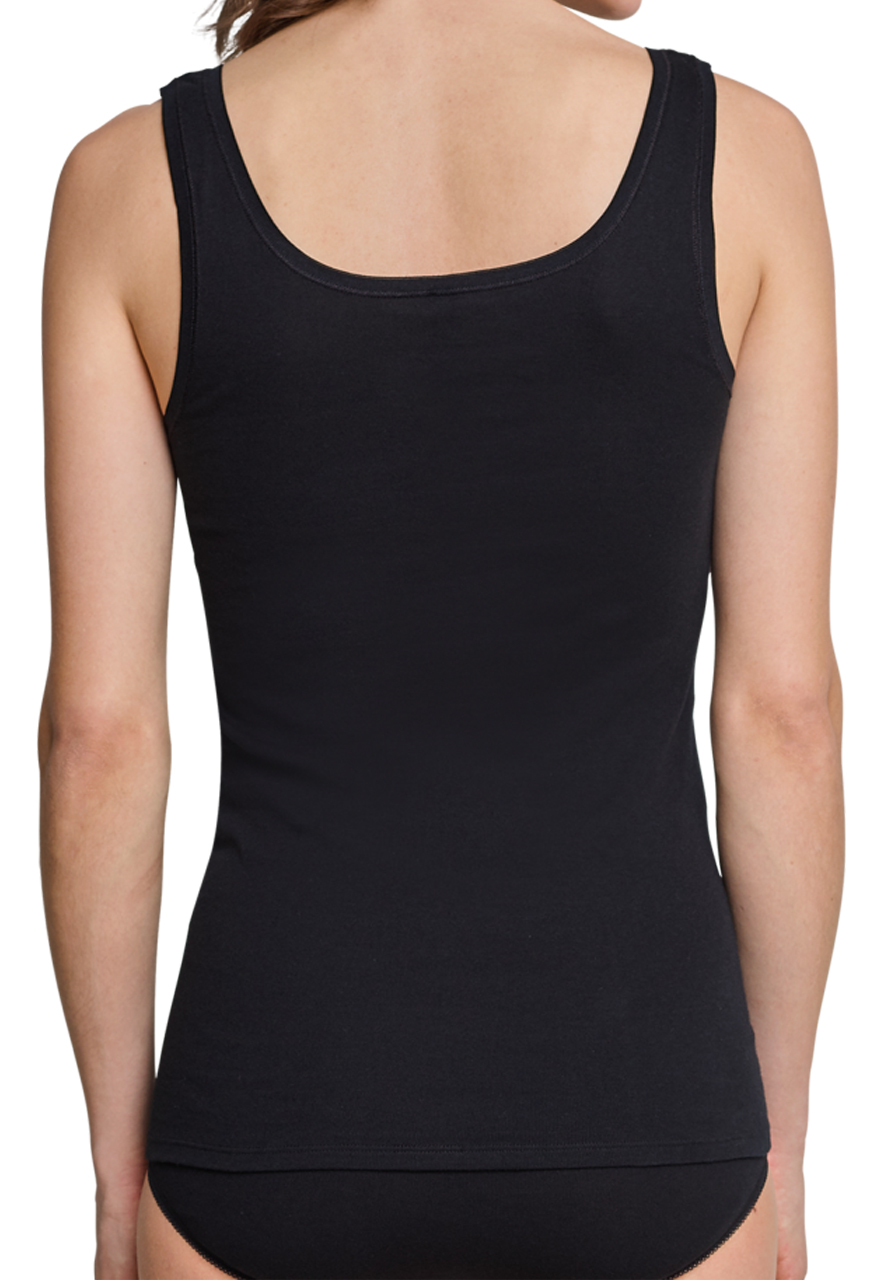 SCHIESSER Cotton Essentials singlet (2-pack), dames onderhemd zwart