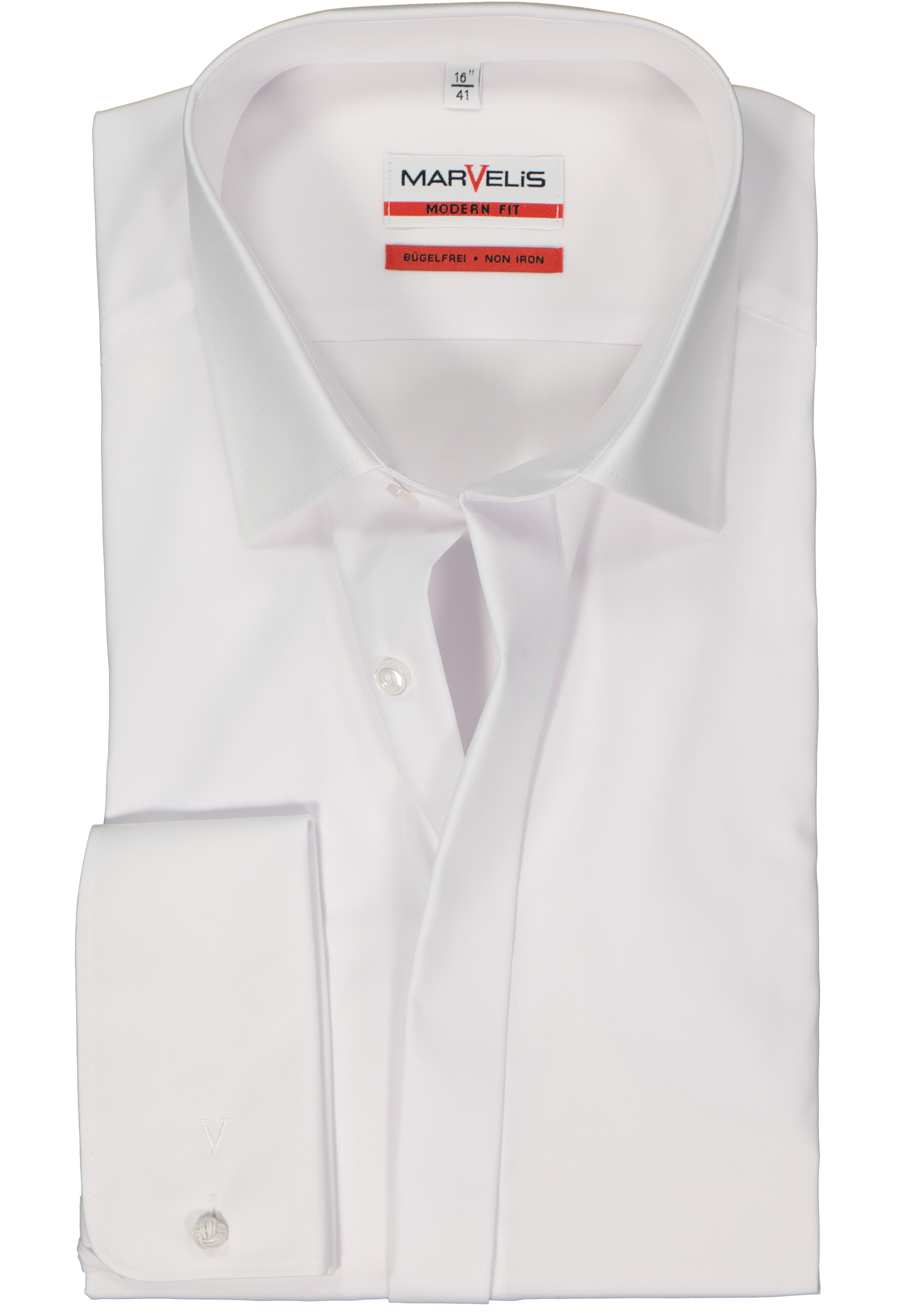 MARVELIS modern fit smoking overhemd, popeline, wit