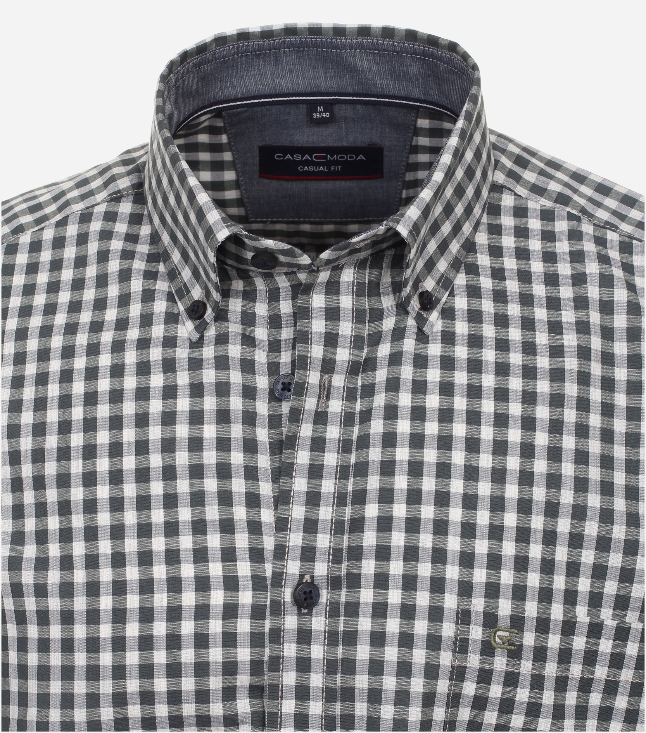 CASA MODA Sport casual fit overhemd, structuur, groen geruit