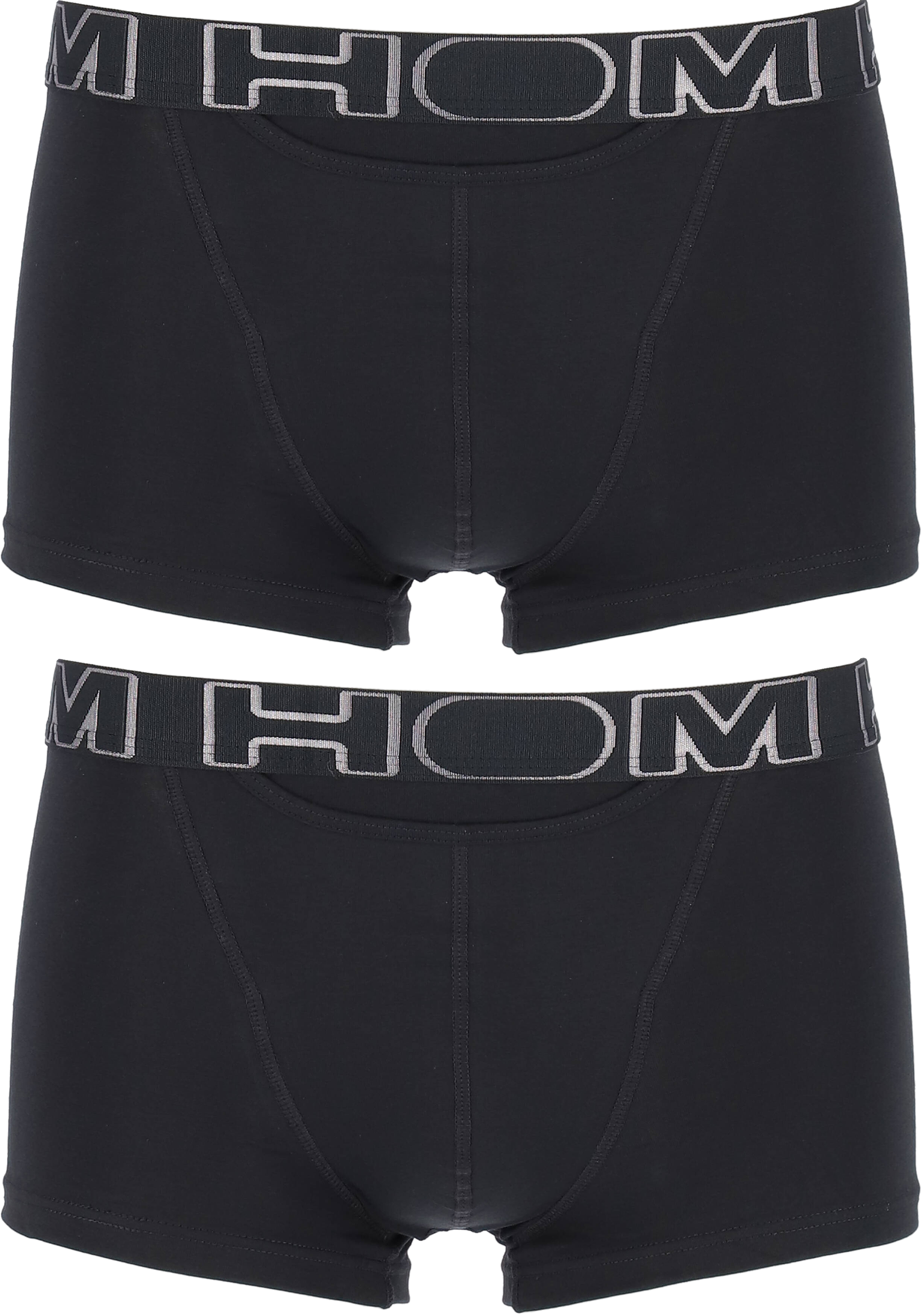 HOM HO1 boxer briefs (2-pack), heren boxer kort met horizontale gulp, zwart