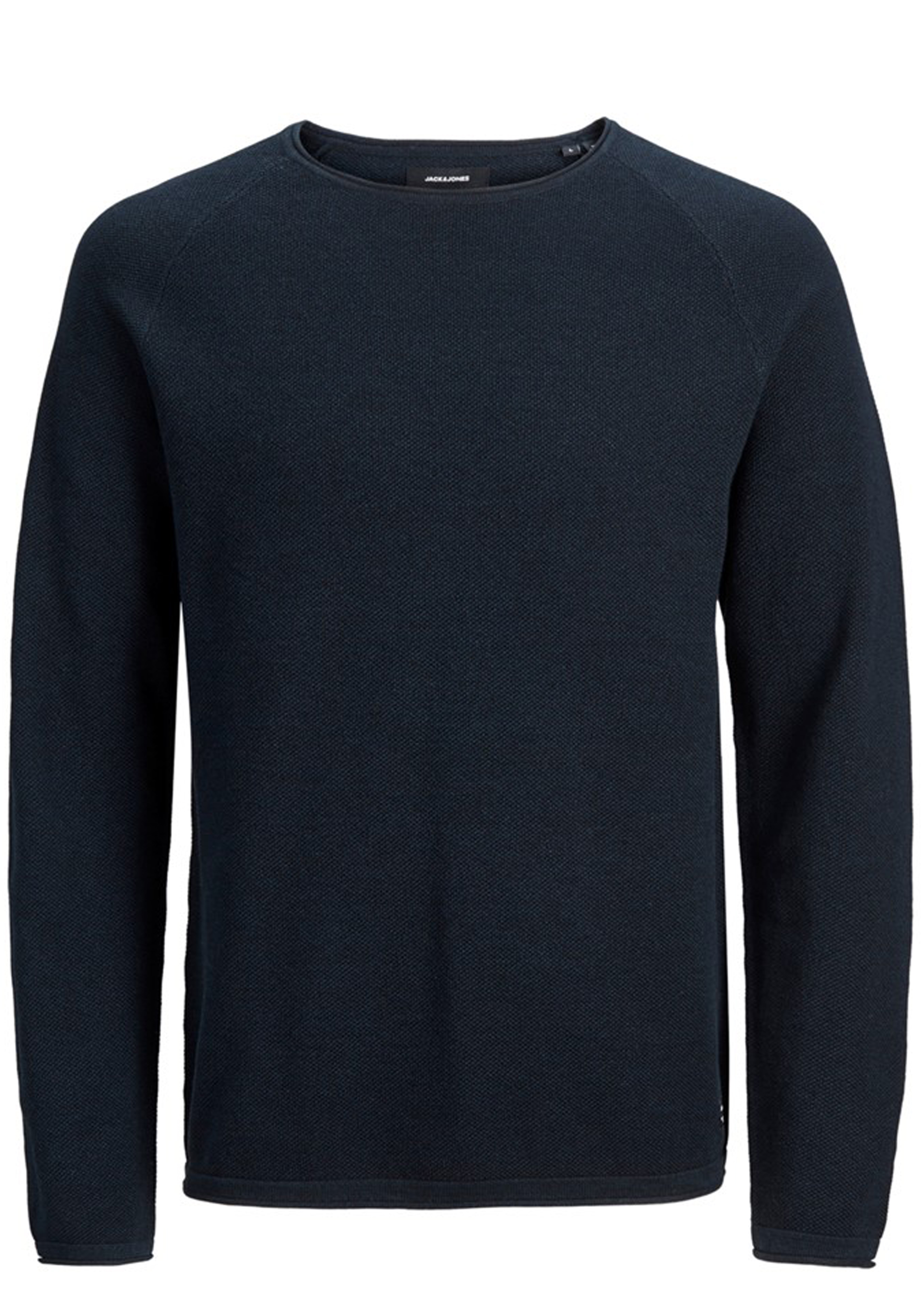 JACK & JONES slim fit trui katoen, O-hals, donkerblauw