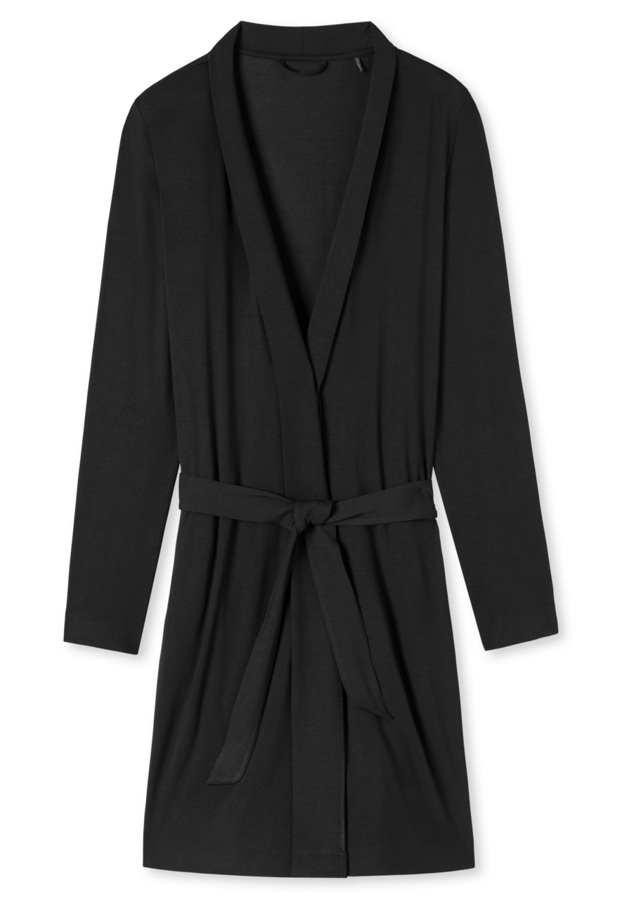 SCHIESSER selected! premium inspiration badjas, dames badjas modal reverskraag ceintuur zwart