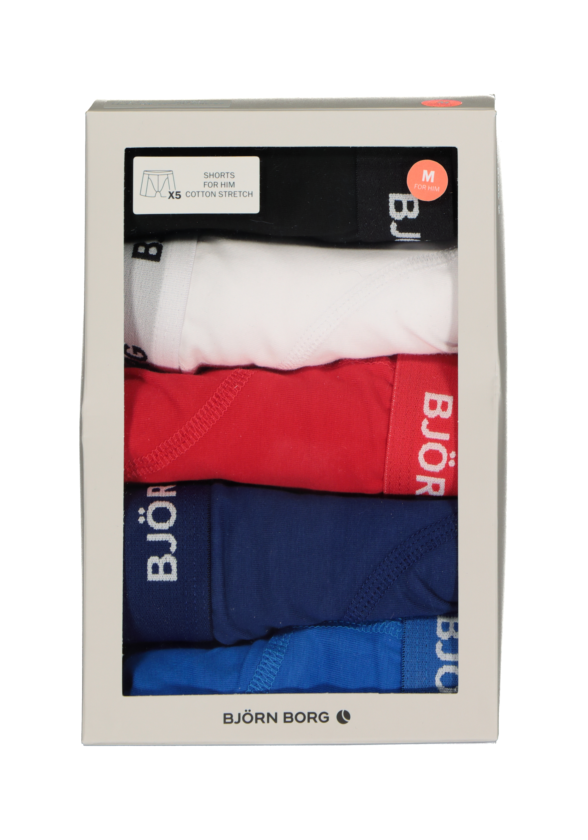 Bjorn Borg boxershorts Essential (5-pack), heren boxers normale lengte, zwart, rood, wit, blauw en kobalt blauw