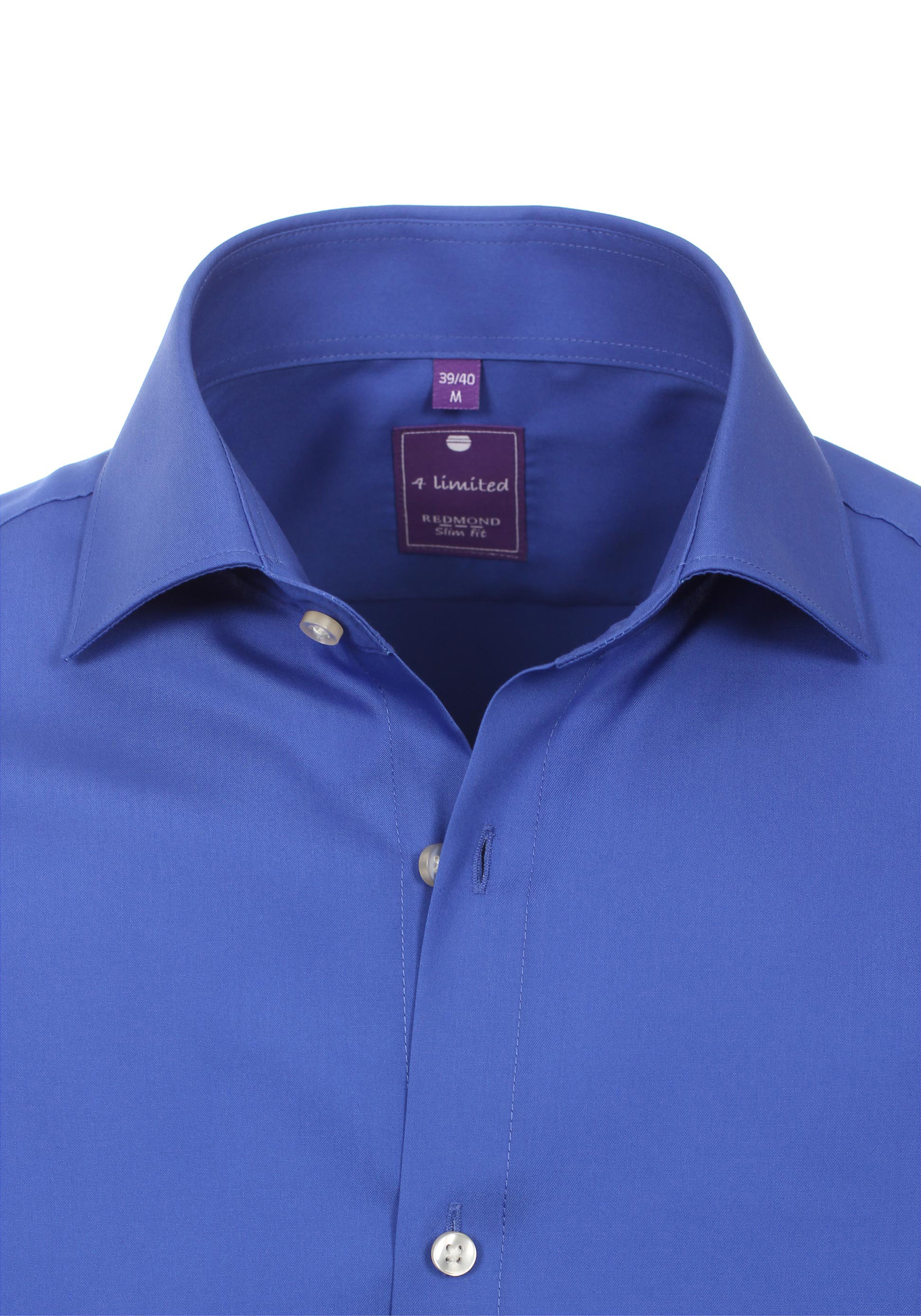 Redmond slim fit overhemd, kobaltblauw