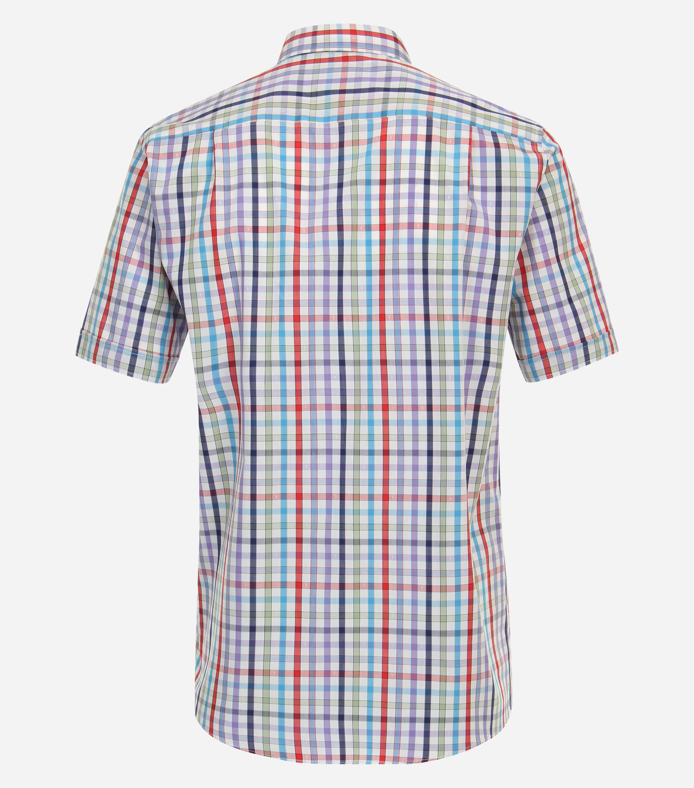 Redmond comfort fit overhemd, korte mouw, popeline, blauw geruit
