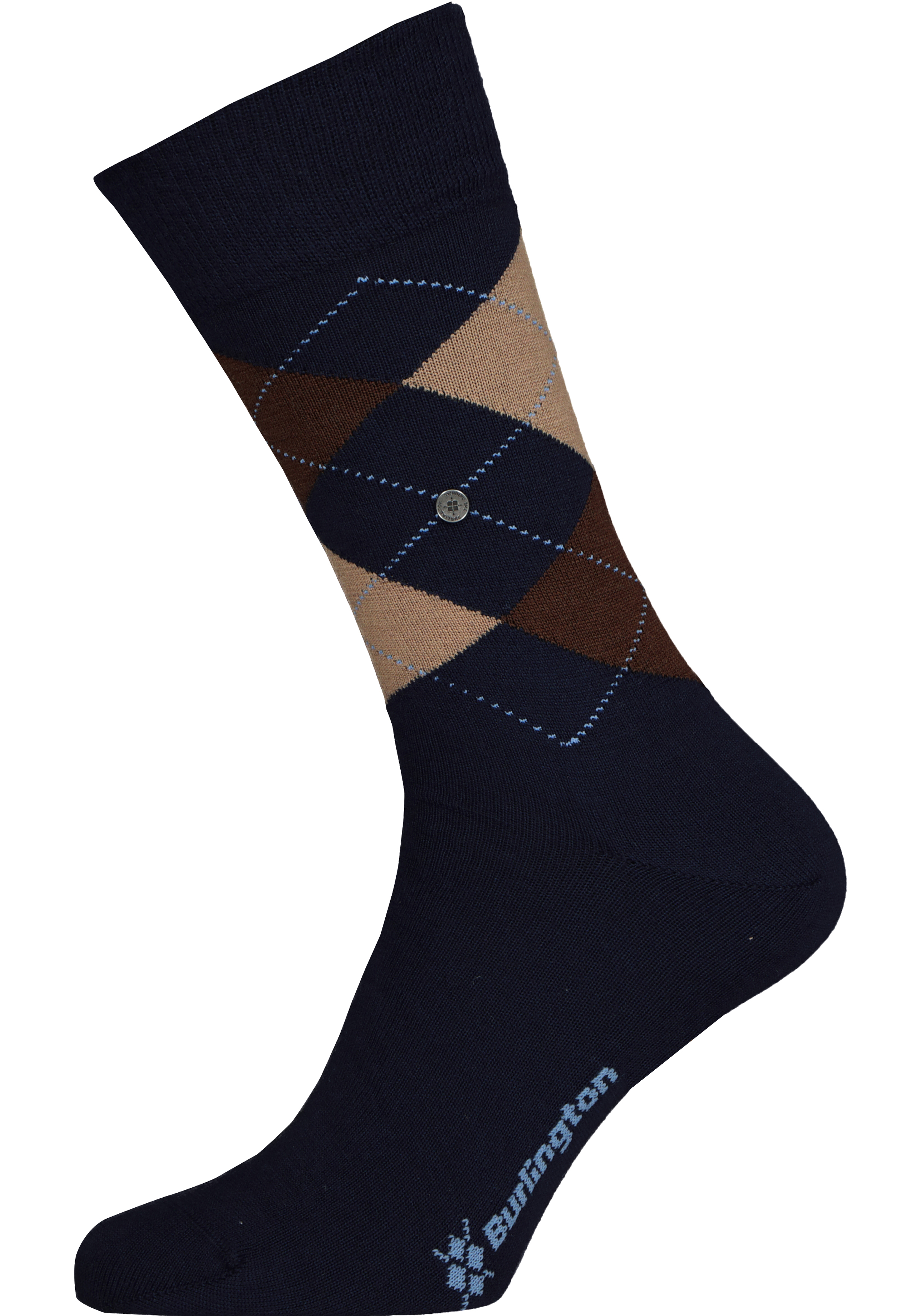 Burlington Edinburgh herensokken, wol, blauw met bruin
