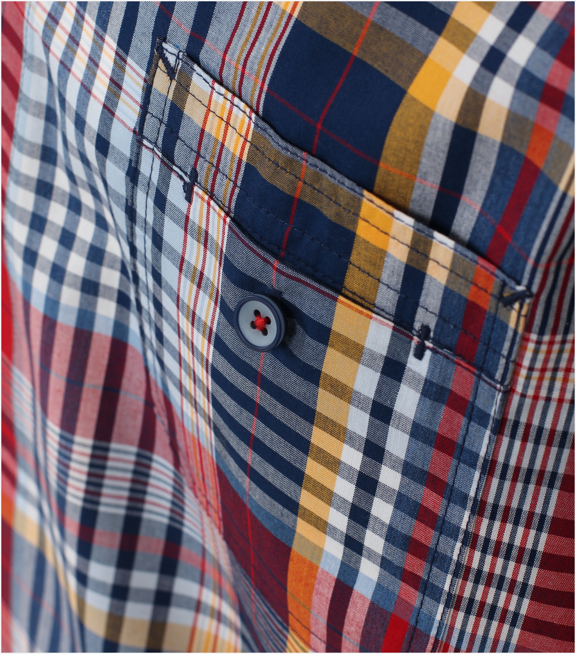 Redmond comfort fit overhemd, korte mouw, popeline, rood geruit