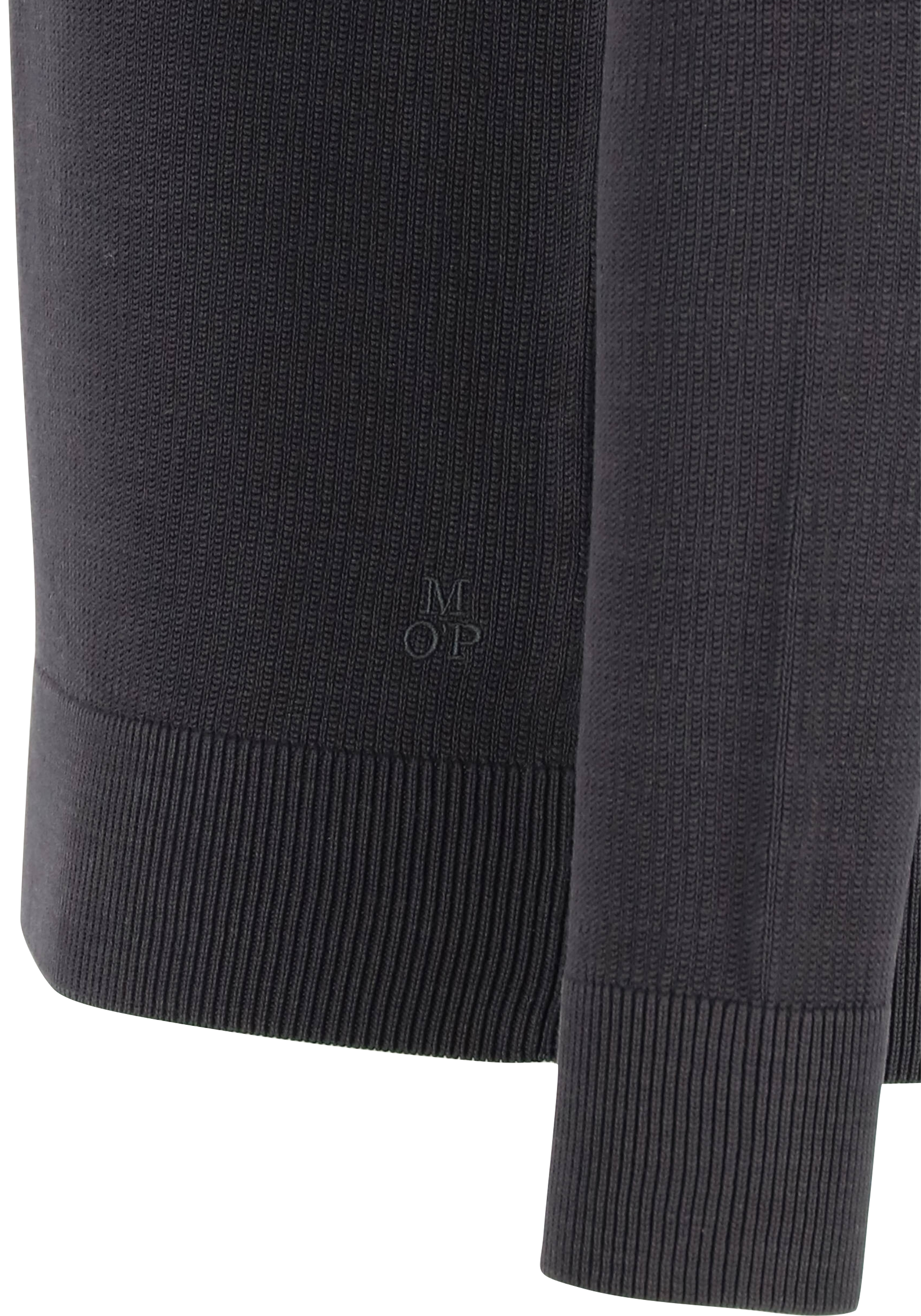 Marc O'Polo regular fit pullover, heren trui katoen met O-hals, zwart (middeldik)