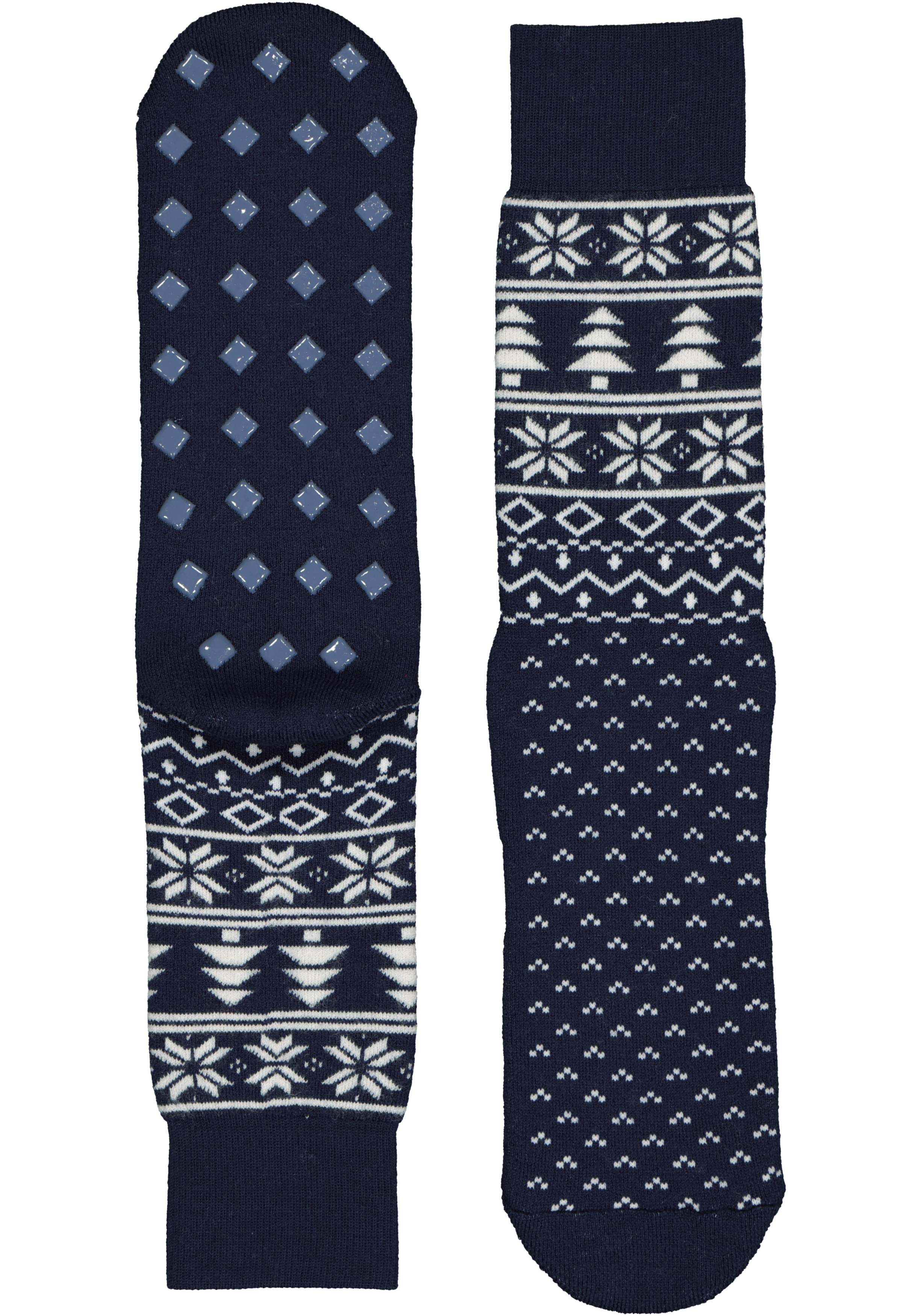Burlington Homepads Fair Isle cadeau, huissokken winter, blauw met wit in cadeauverpakking