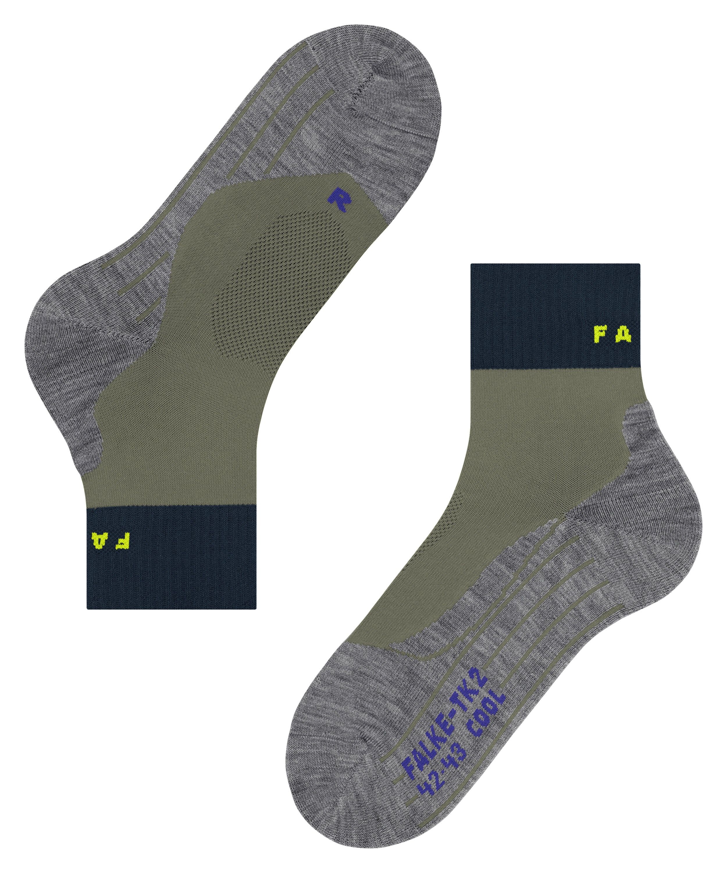 FALKE TK2 Explore Cool Short heren trekking sokken kort, groen (calla green)