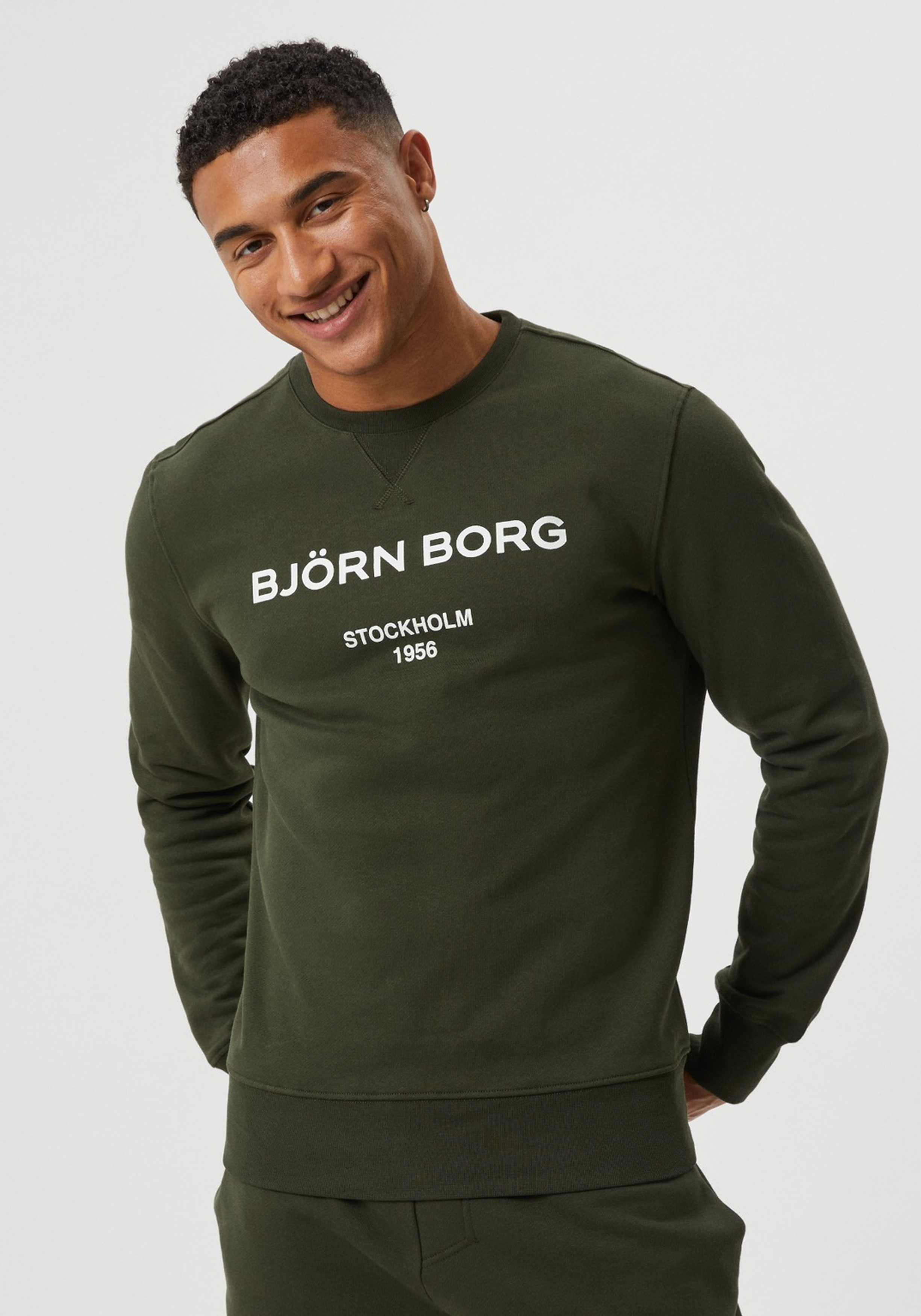 Bjorn Borg logo crew, donkergroen