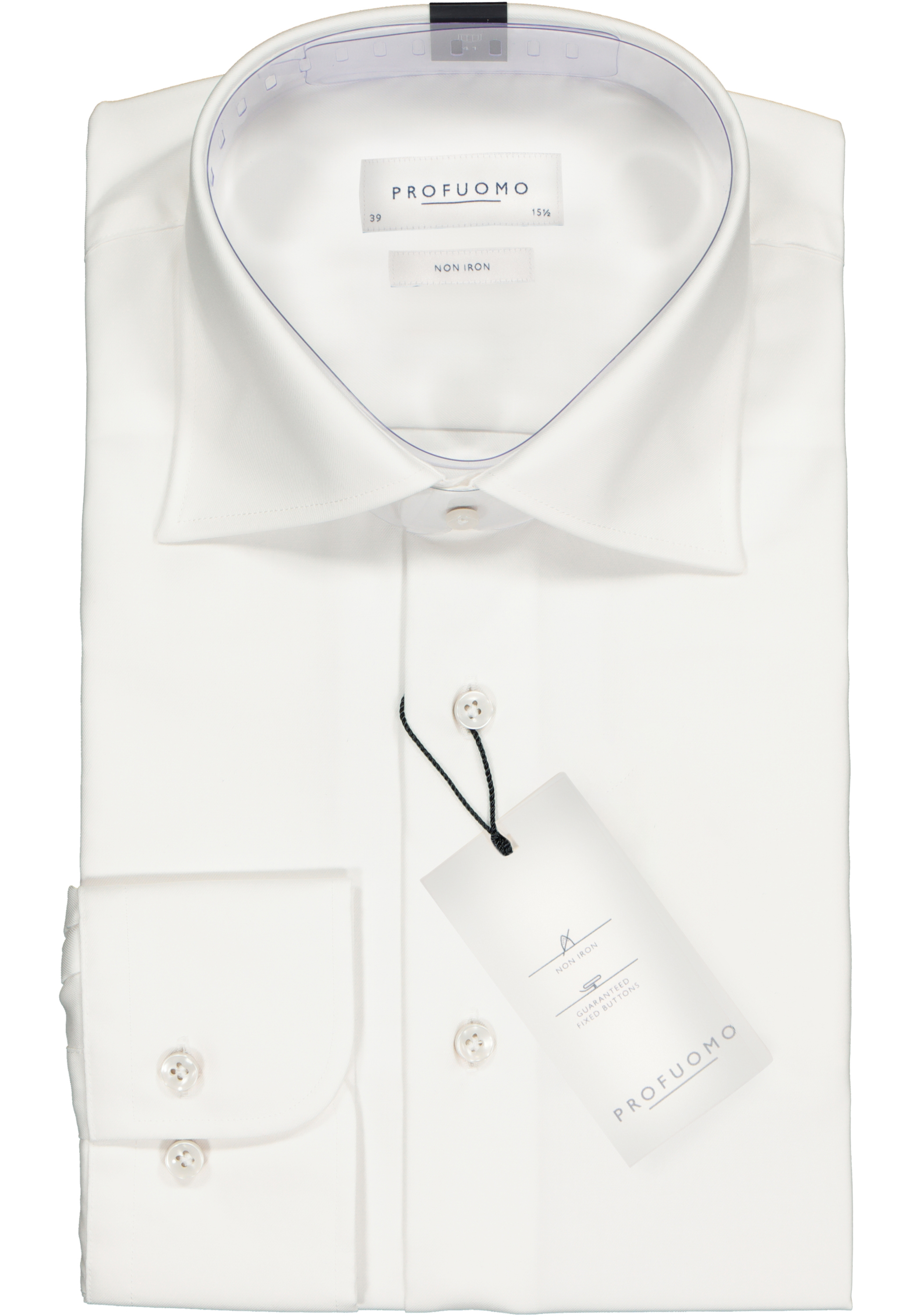 Profuomo regular fit overhemd, fine twill, wit