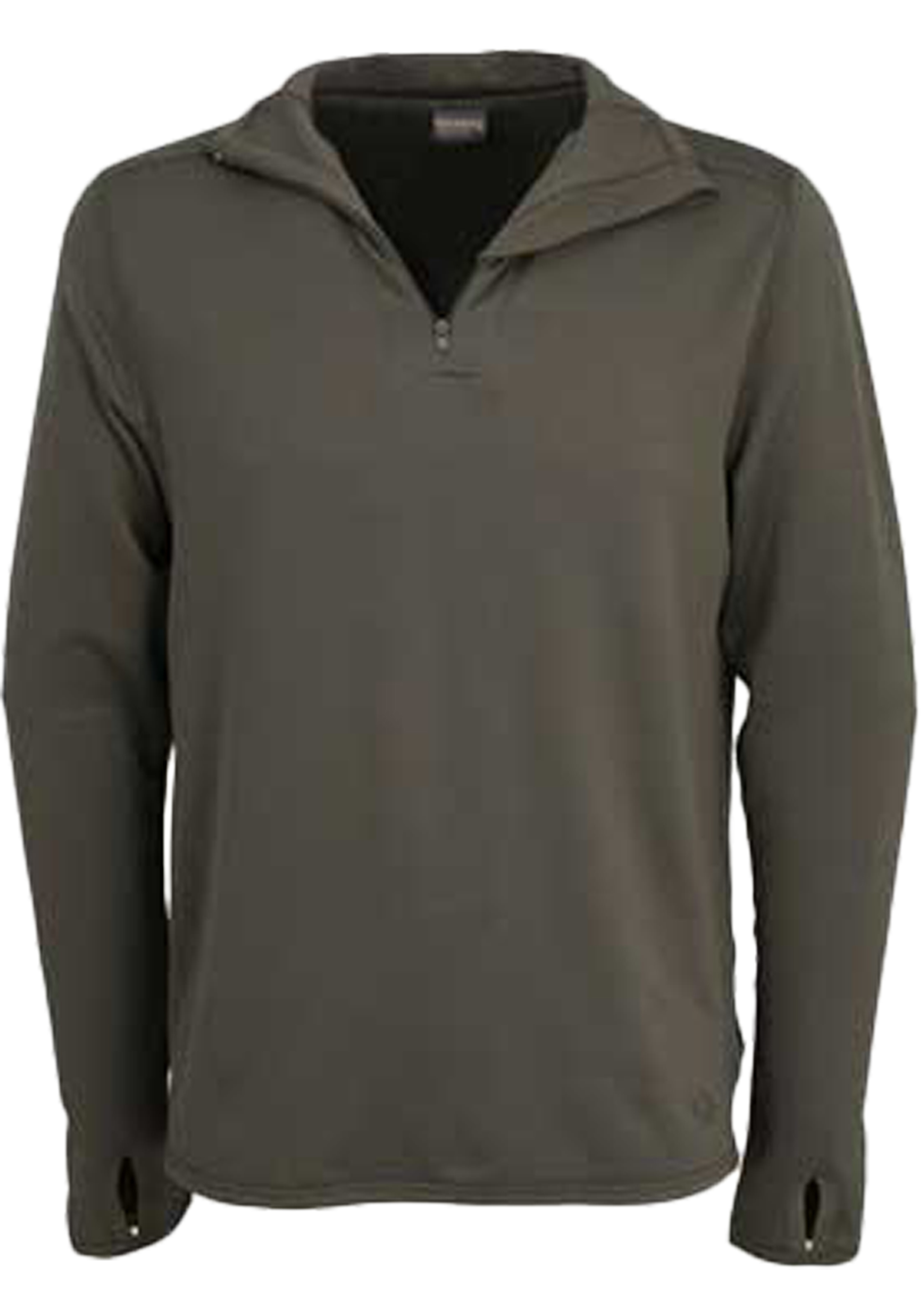 Ceceba heren thermo shirt lange mouw met rits (1-pack), olijfgroen